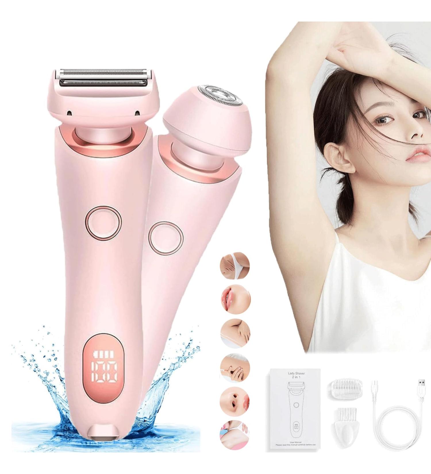 Elorixa Shaver Livora Electric Razor Livora Razor 2 in 1 Hair Trimmer Women Ipx7 Waterproof Wet & Dry Use Shaver with Digital Display for Armpit Leg (Pink) - Buy Online on GoSupps.com