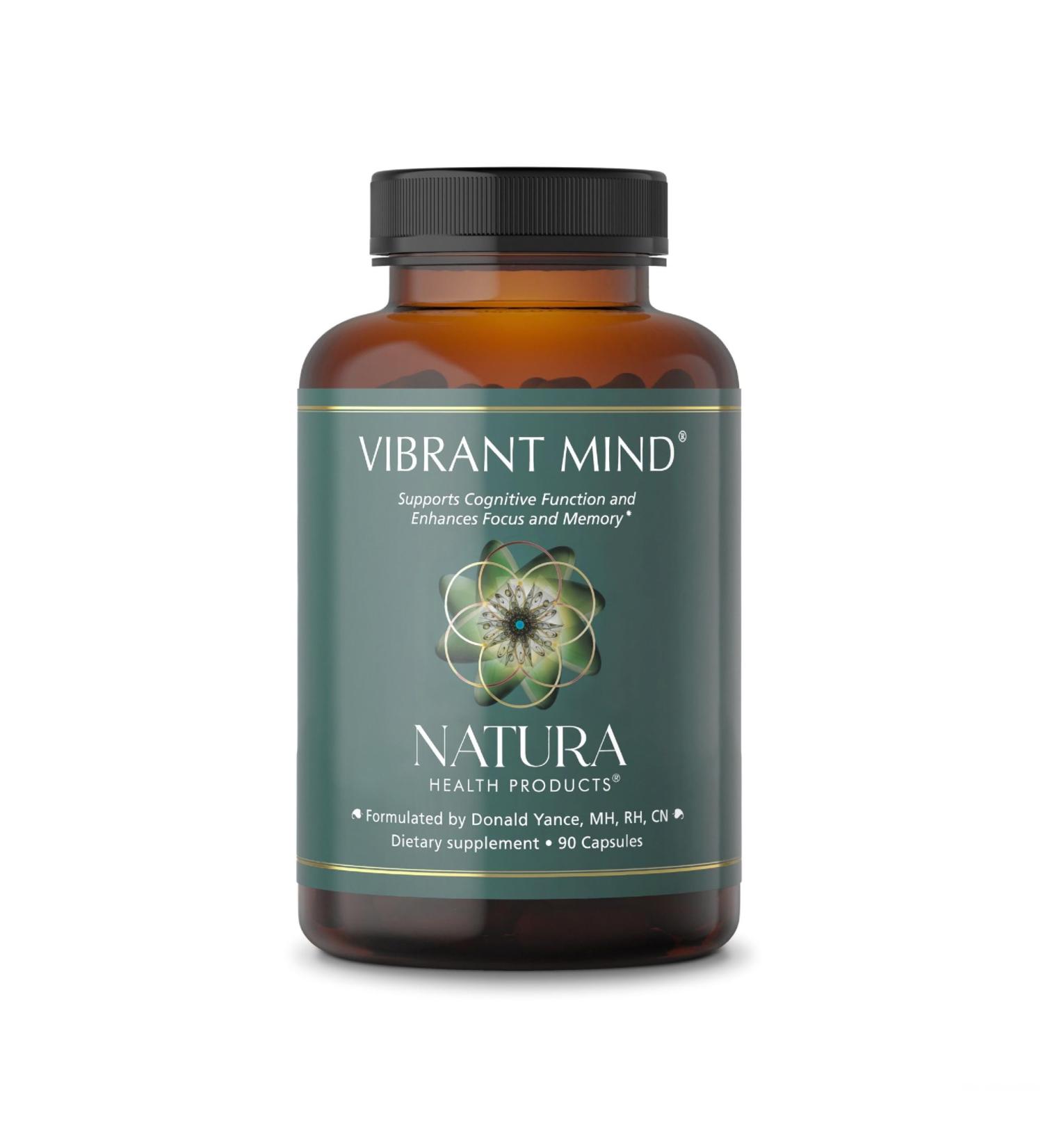 Natura Health Products Vibrant Mind - Nootropic Brain Supplement for Memory and Focus* - Featuring Bacopa Ginkgo Biloba Centellin & Phosphatidylserine -Caffeine Free (90 Capsules) - Buy Online on GoSupps.com