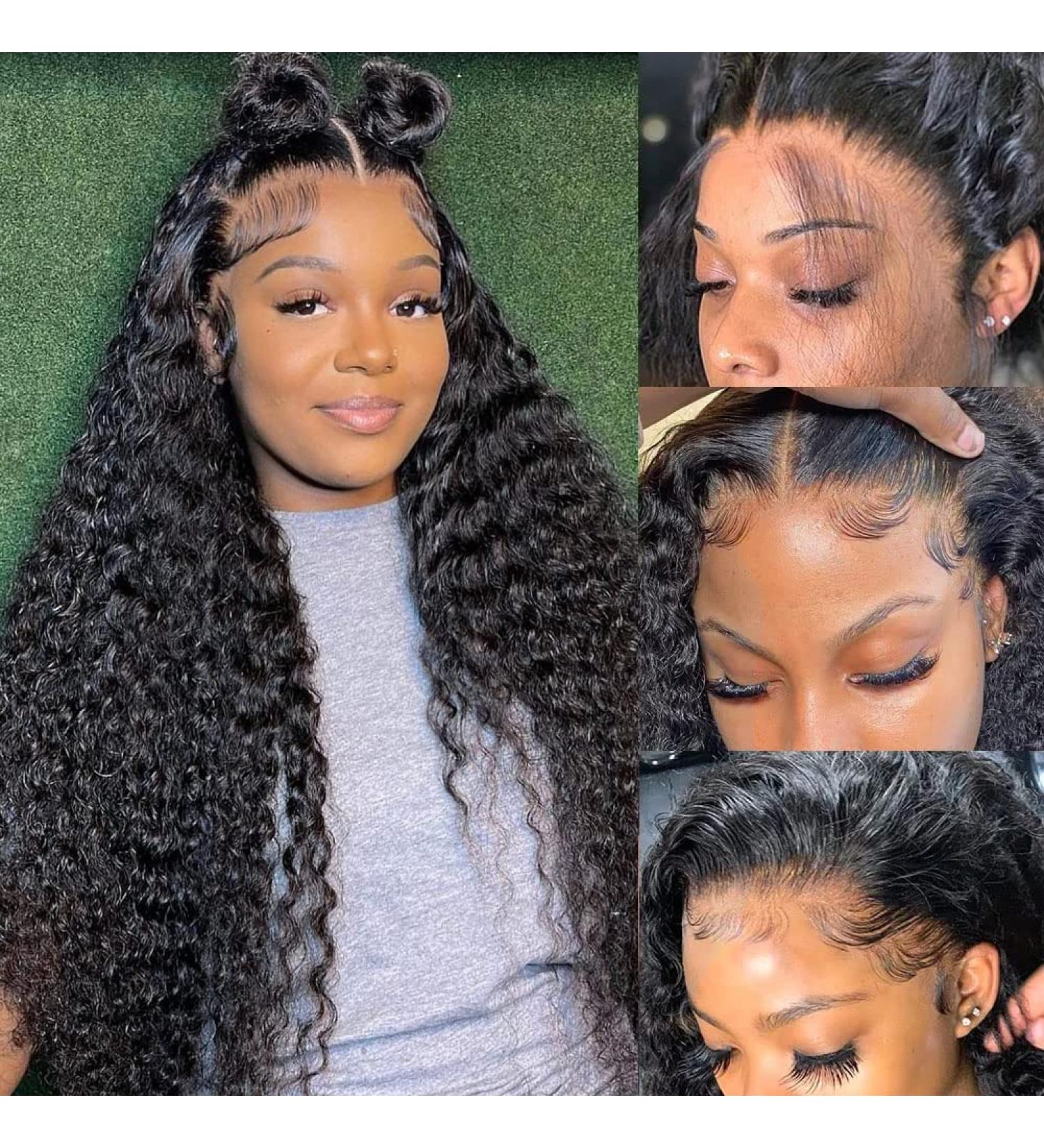 ADFORAIR 30 Inch Deep Wave Human Hair Lace Front Wig - 150% Density, Pre Plucked, HD Lace - for Black Women - Buy Online on GoSupps.com