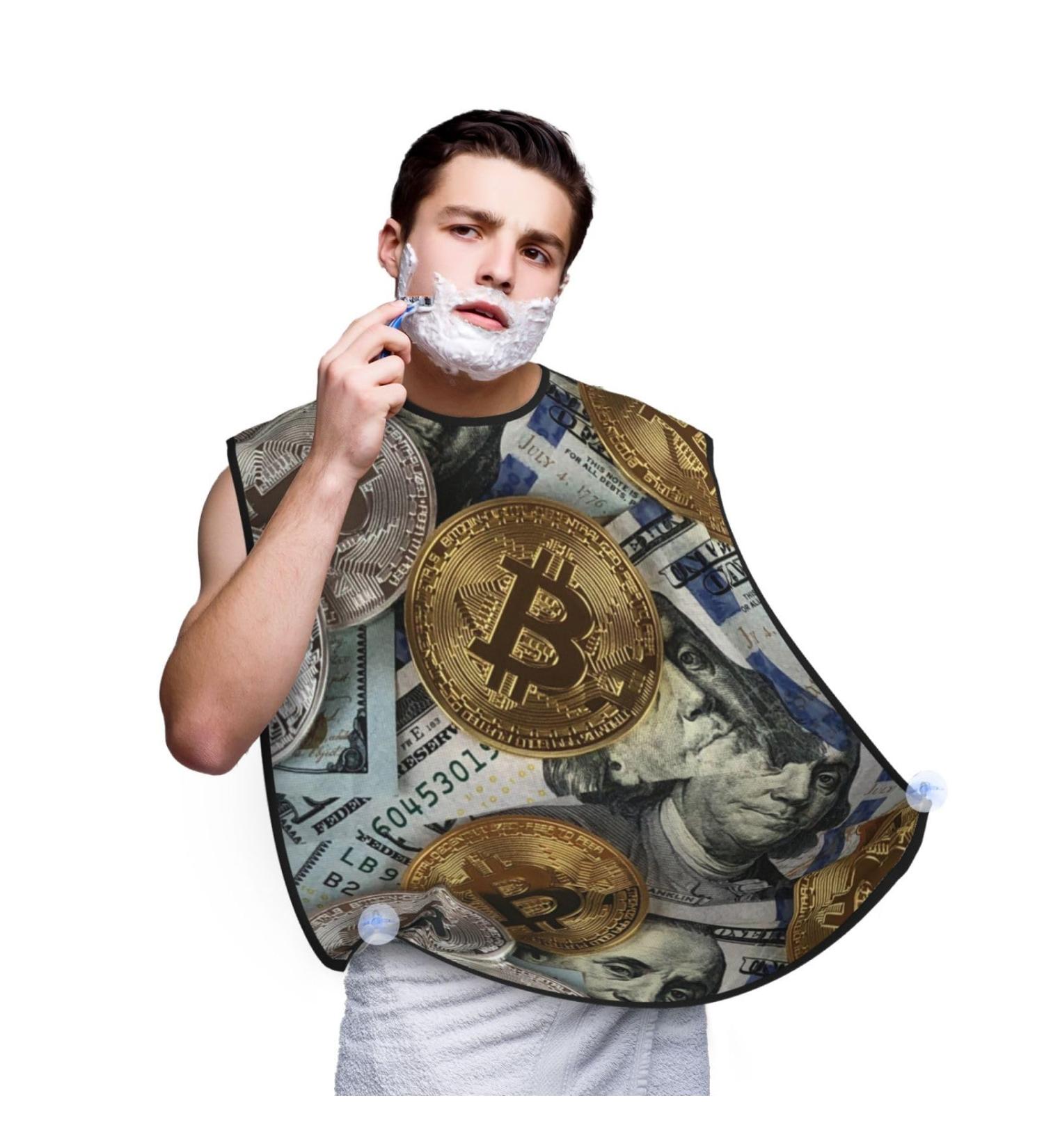Augenstern Men's Shaving Apron - Bitcoin Coins Design | Best Beard Bib for Father's Day - Buy Online on GoSupps.com