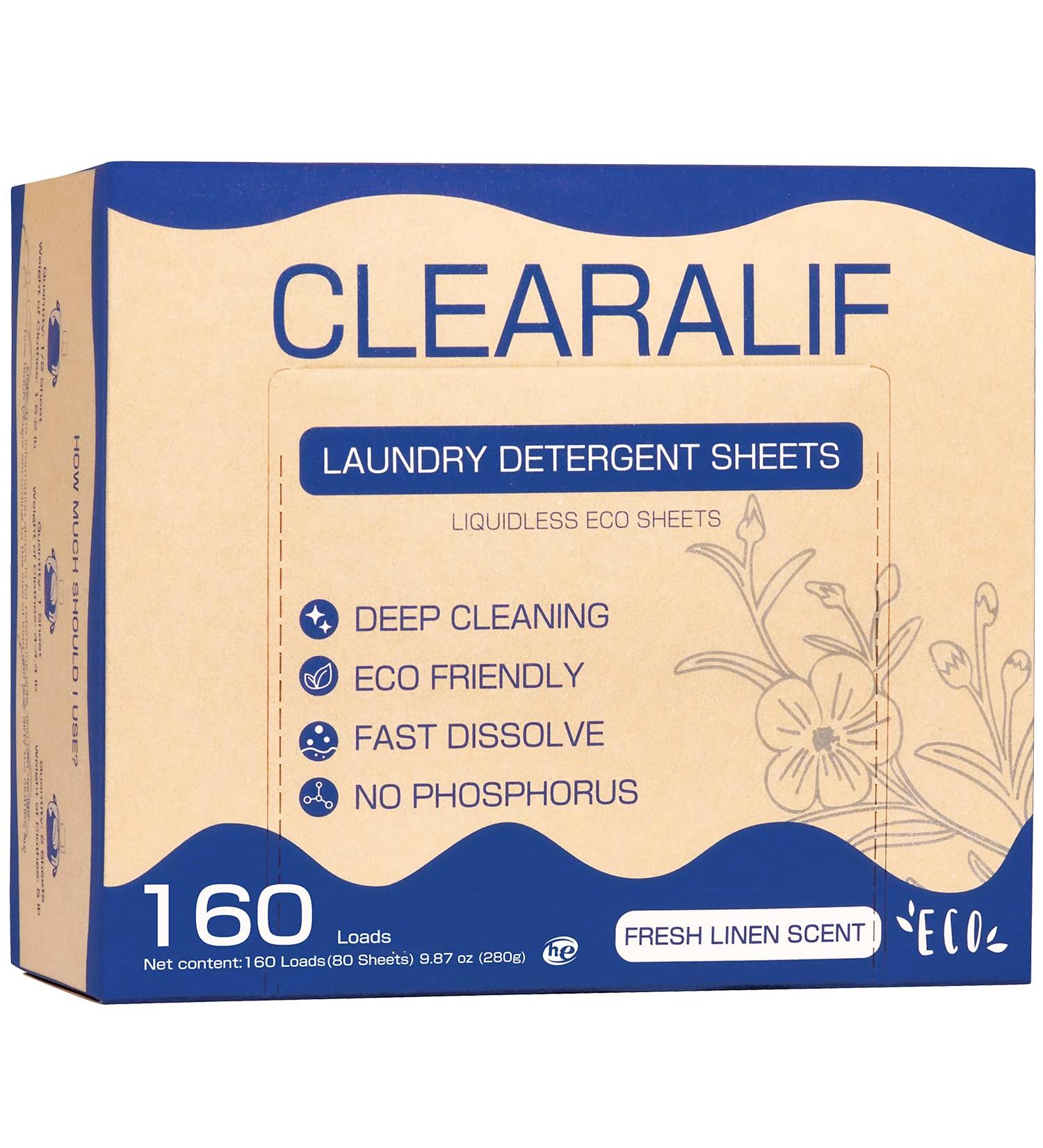 Clearalif Laundry Detergent Sheets - 160 Loads, Fresh Linen Scent | Eco-Friendly & Hypoallergenic | Ideal for Travel, Apartments, Dorms - Buy Online on GoSupps.com