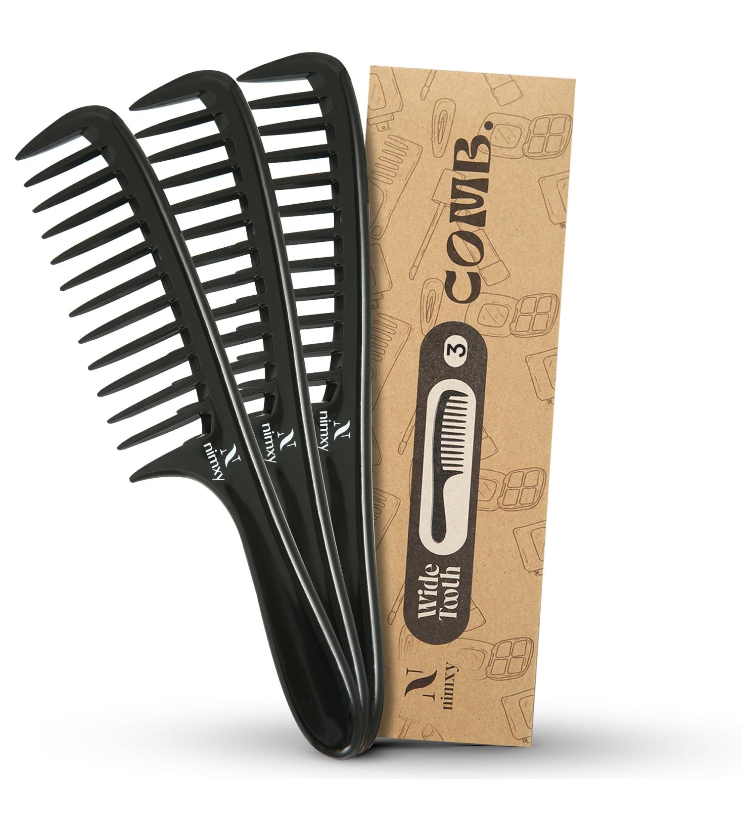 Nimxy Pink Wide Tooth Comb for Curls 3 Pcs - Curl Comb with Comfortable Handle for Detangling Medium to Long Wet and Wavy Hair - hairdressing & Styling Comb (3Pc Black Wide Tooth) - Buy Online on GoSupps.com