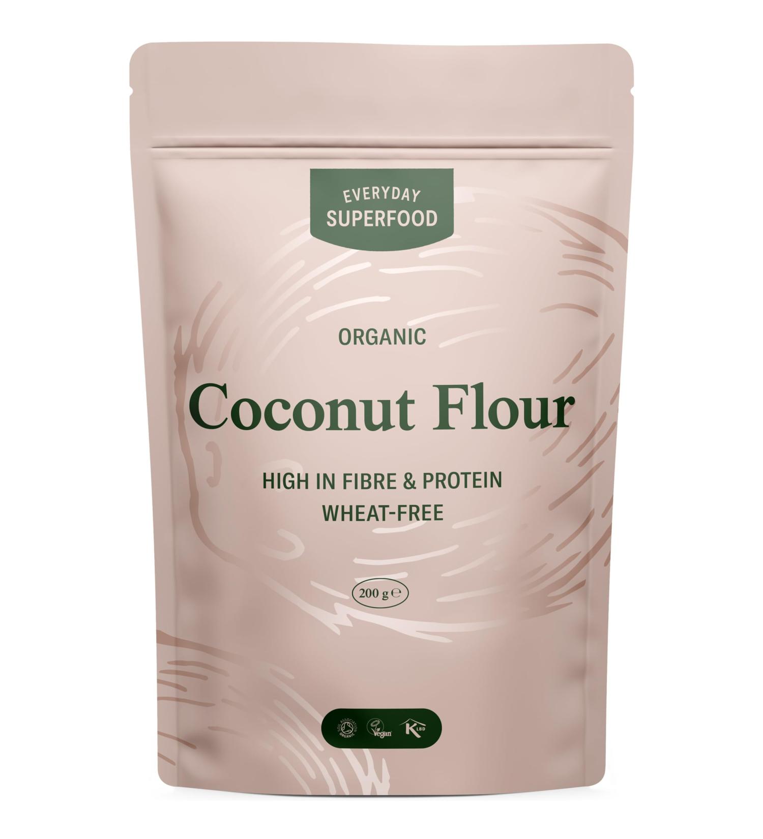 Organic Coconut Flour 200g - Premium Keto Baking Ingredient - Certified Kosher Vegan - Bulk Options Available - Buy Online on GoSupps.com