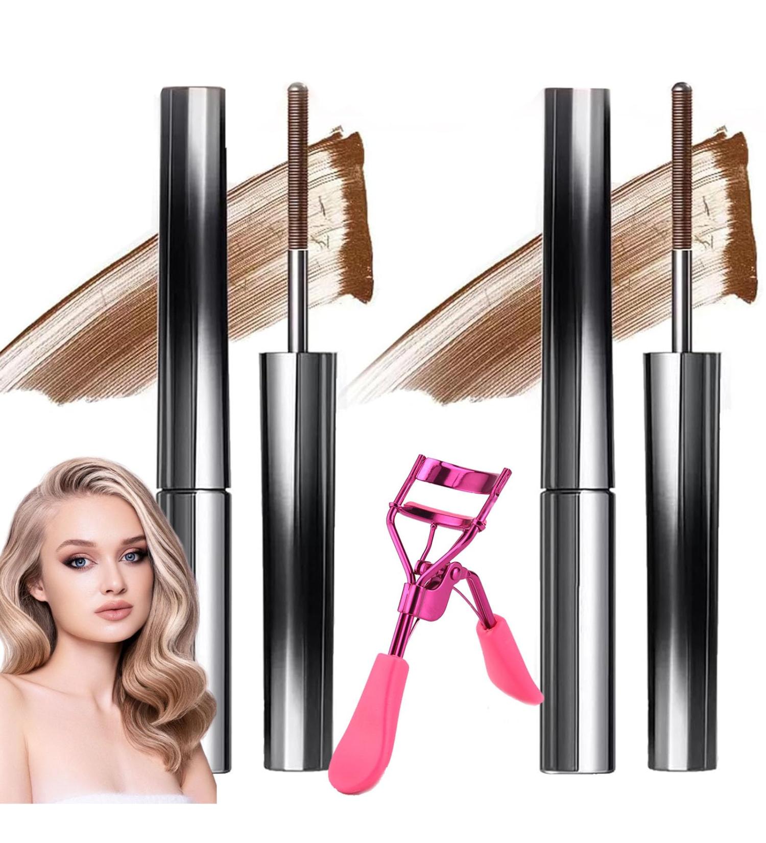 Iron Wand Mascara Waterproof Mascara Mascara 3d Curling Eyelash Iron Mascara Non-Clumping Long Lasting Intenses Length Lash Mascara (Brown-2) - Buy Online on GoSupps.com