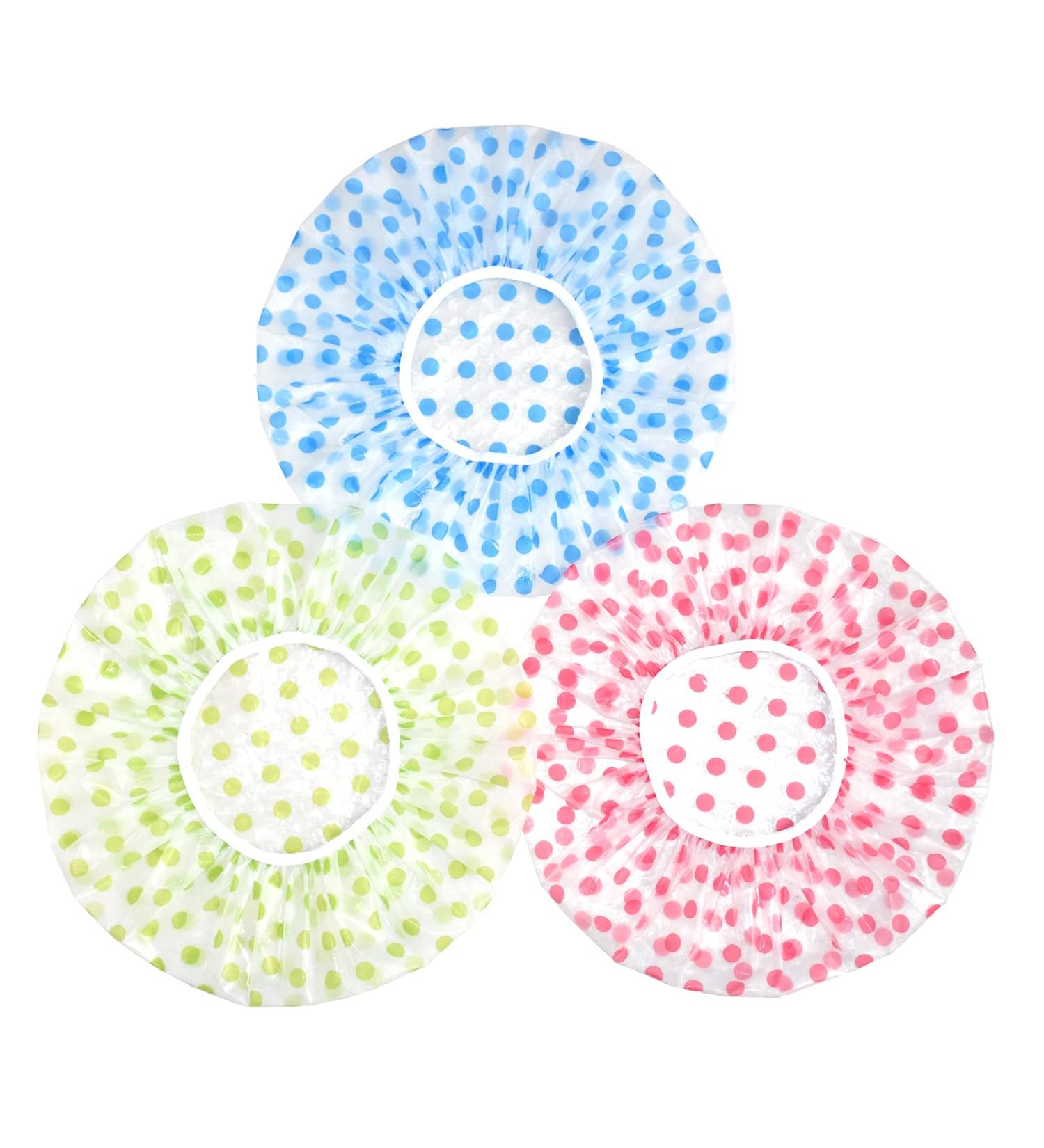 Waterproof Shower Caps 3 Pack - Reusable Plastic Hair Hats for Kids, Women, Men - Large Elastic Band for Long Hair Protection - Ideal for Spa, Salon, and Hair Mask Treatment - Buy Online on GoSupps.com