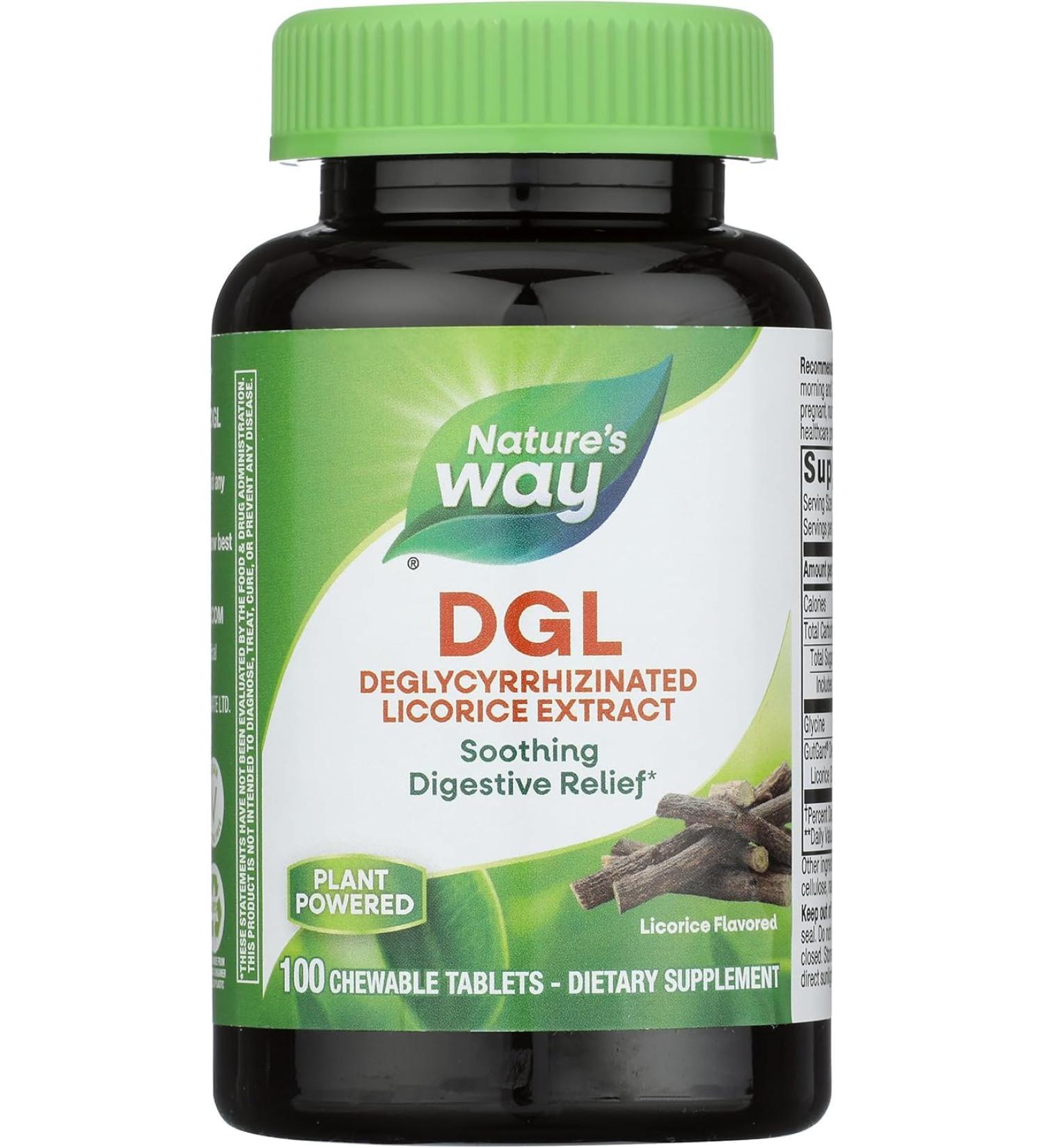Nature's Way Nature's Way Dgl 3:1 (deglycyrrhizinated Licorice) Digestive Relief Original 100 Chewables Licorice Flavored 100 Count