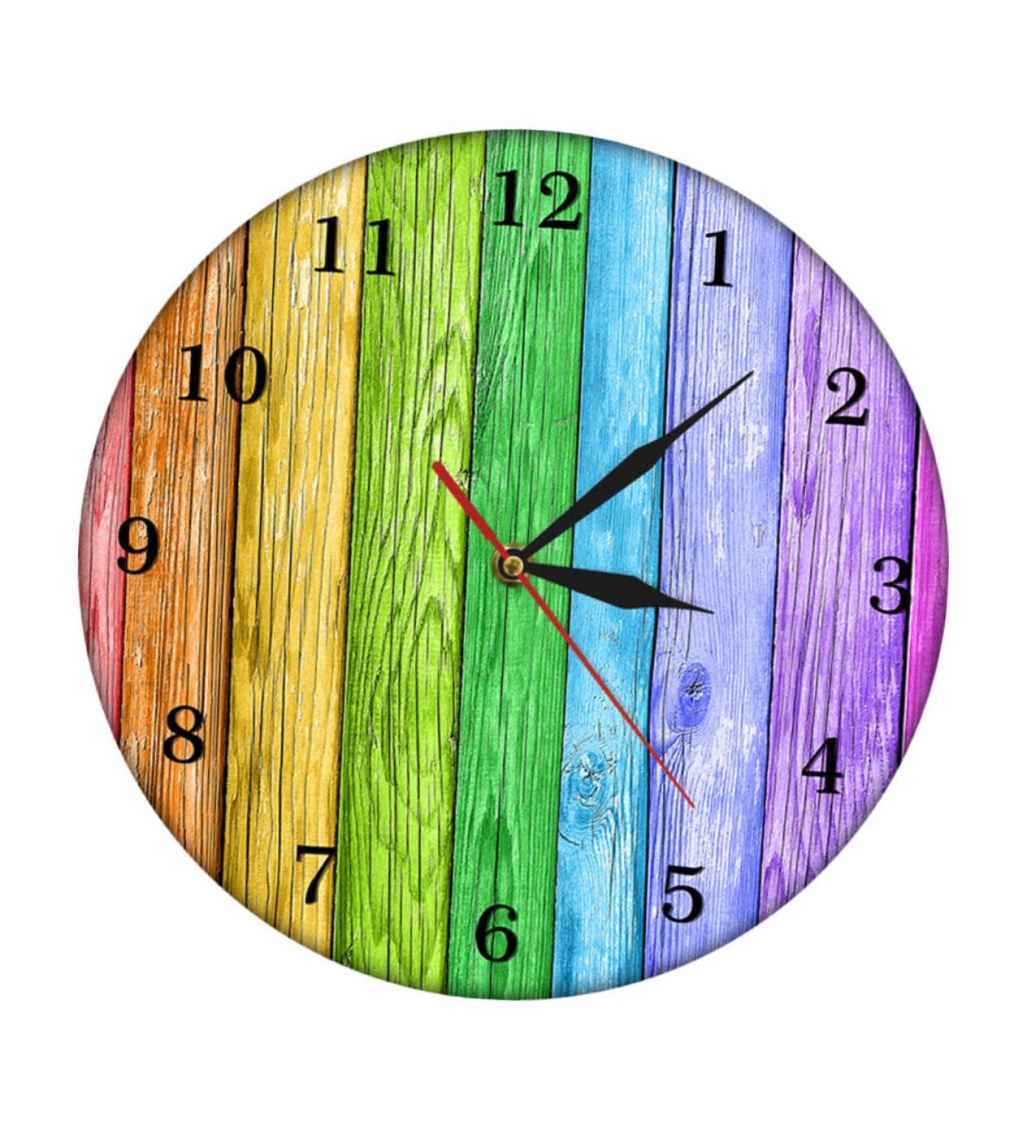 Zerodeko Color Wood Grain Wall Clock Yellow Bathroom Decor 3d Clock Shower Clock Retro Clock Mute Hanging Clock Colorful Wall Clock Wooden Clock Household Acrylic Wall Hanging - Buy Online on GoSupps.com