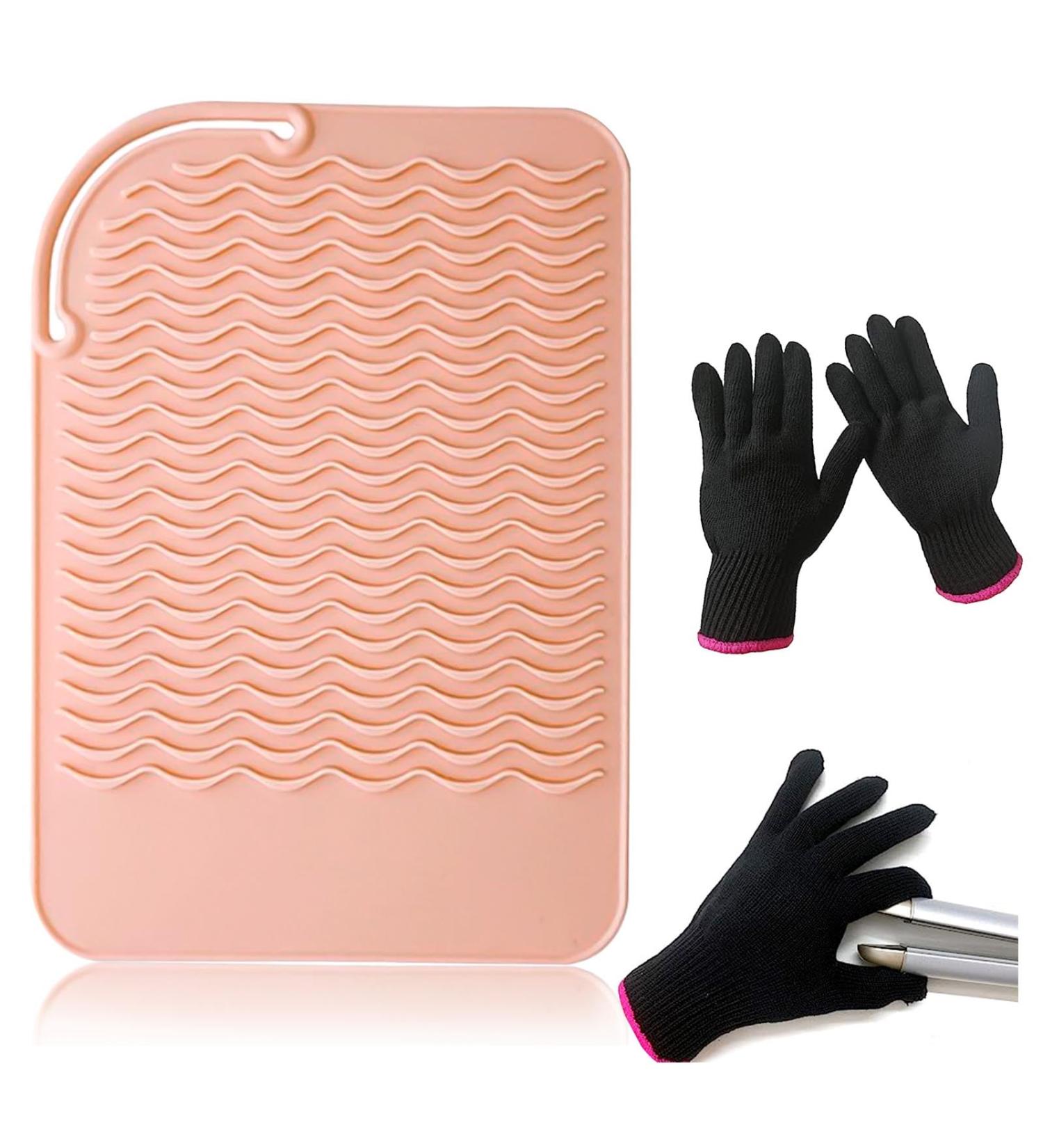 AYNKH Heat Resistant Gloves and Silicone Heat Blocking Mat Set - Professional Hair Styling Protection Gear for Travel, Home, and Salon - Buy Online on GoSupps.com