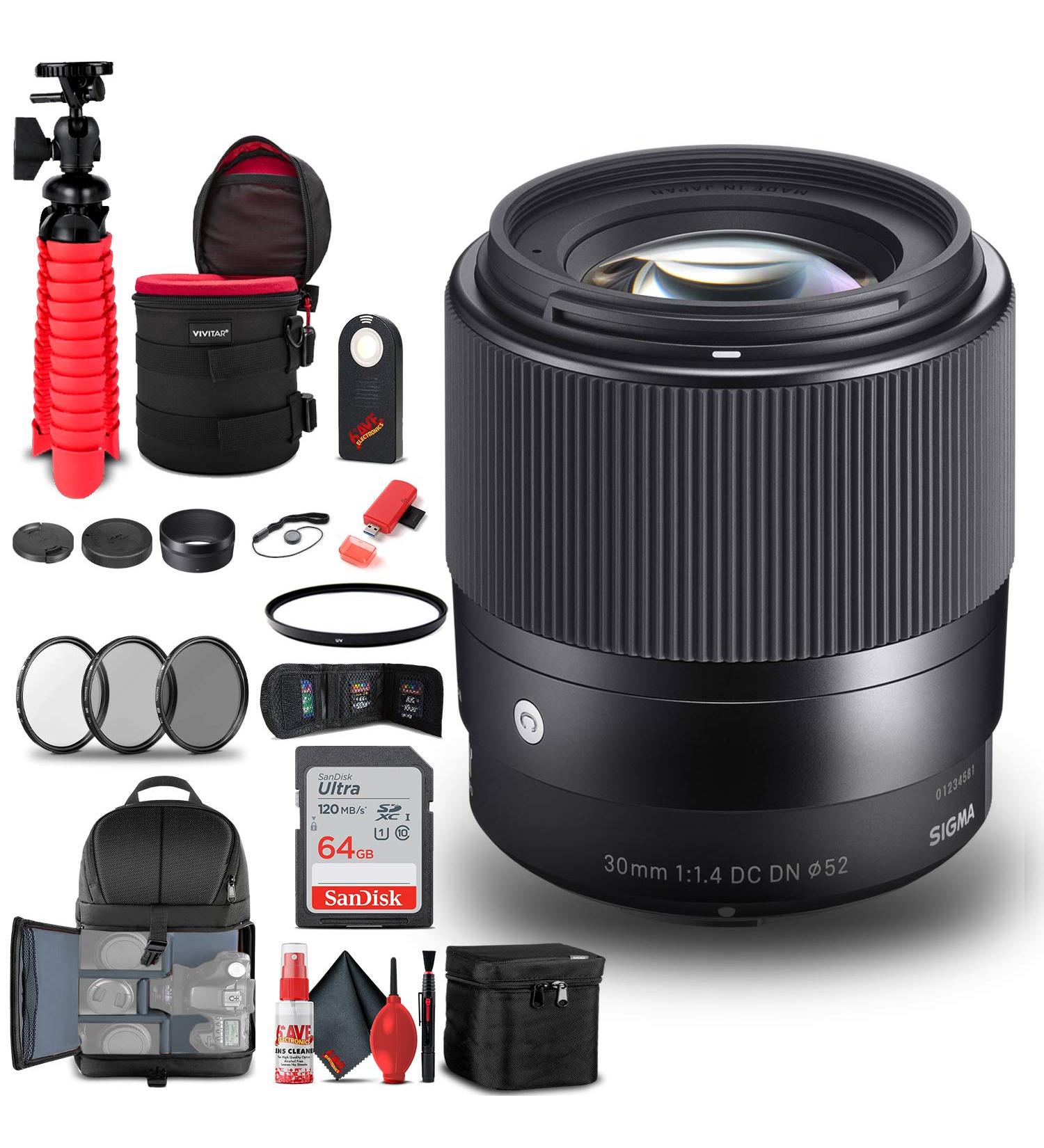 Sigma 30mm f/1.4 DC DN Contemporary Lens for Sony E Bundle with Backpack and Accessories - Buy Online on GoSupps.com