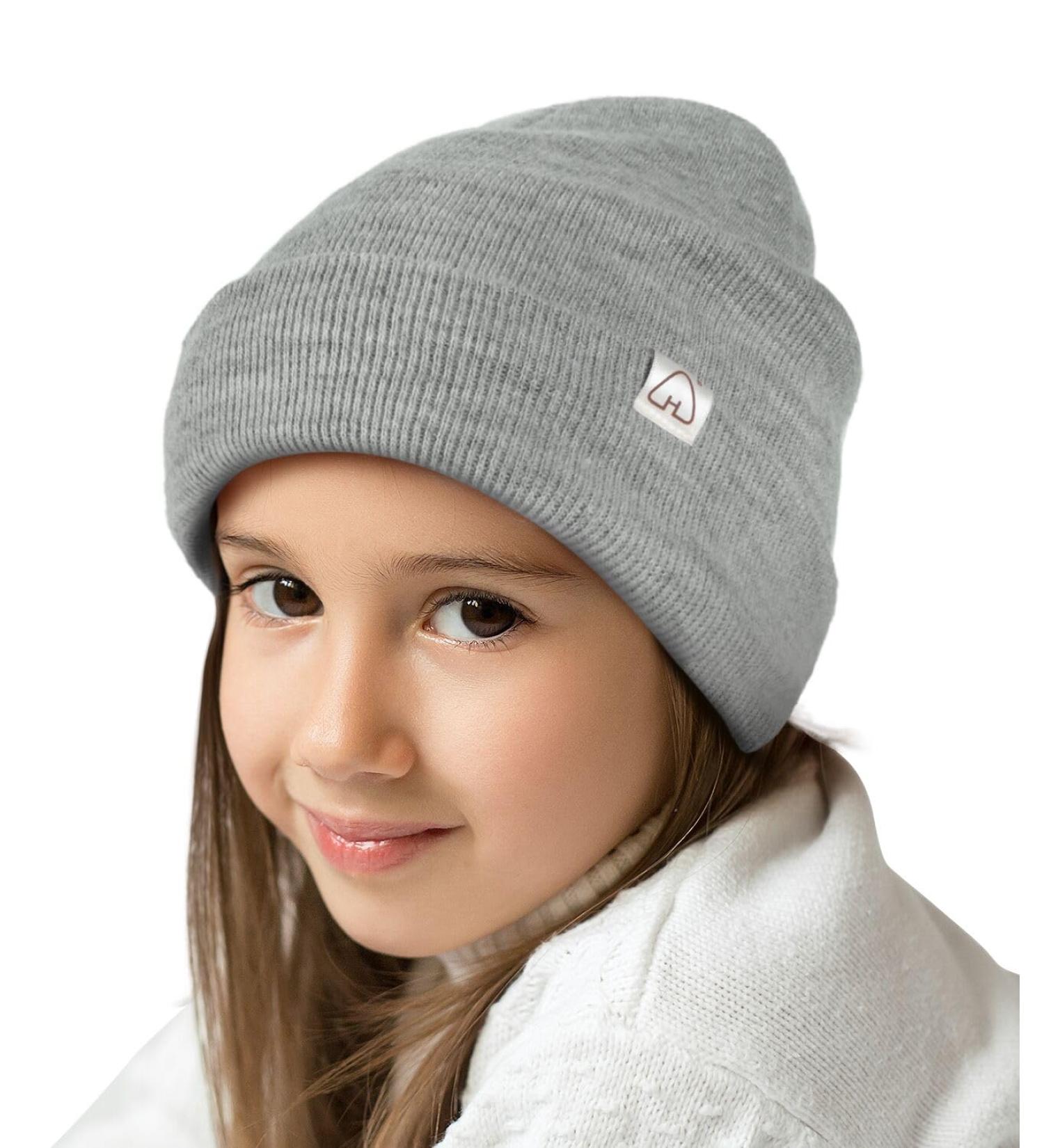 Satin Lined Toddler Beanie - Kids Winter Hat - Cuffed Knit Beanie - Light Grey Heather - Buy Online on GoSupps.com
