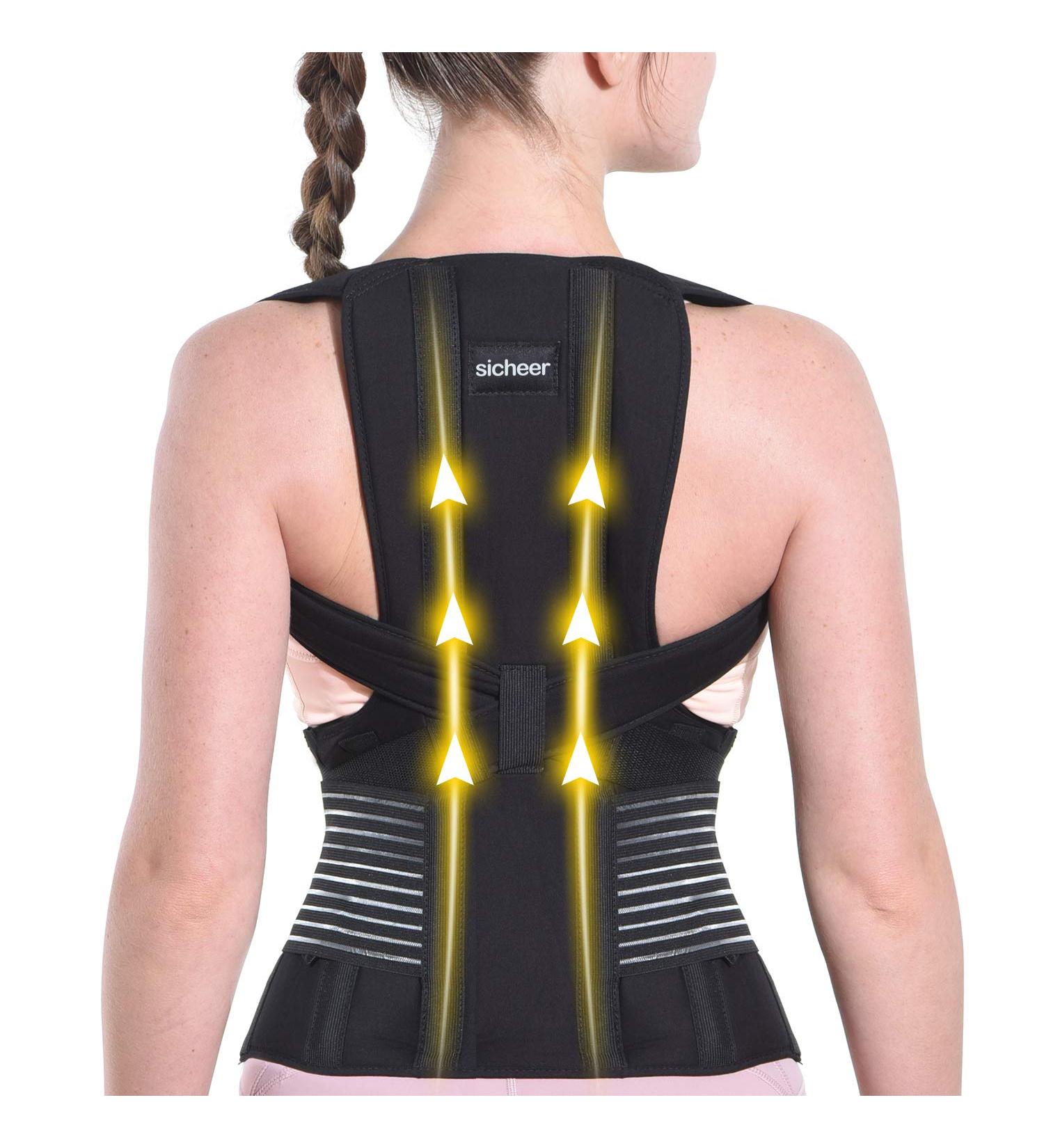 SICHEER Posture Corrector for Women and Men Medium Size Waist 34 38 inch Back Brace Straightener for Shoulder Support and Neck Pain Relief