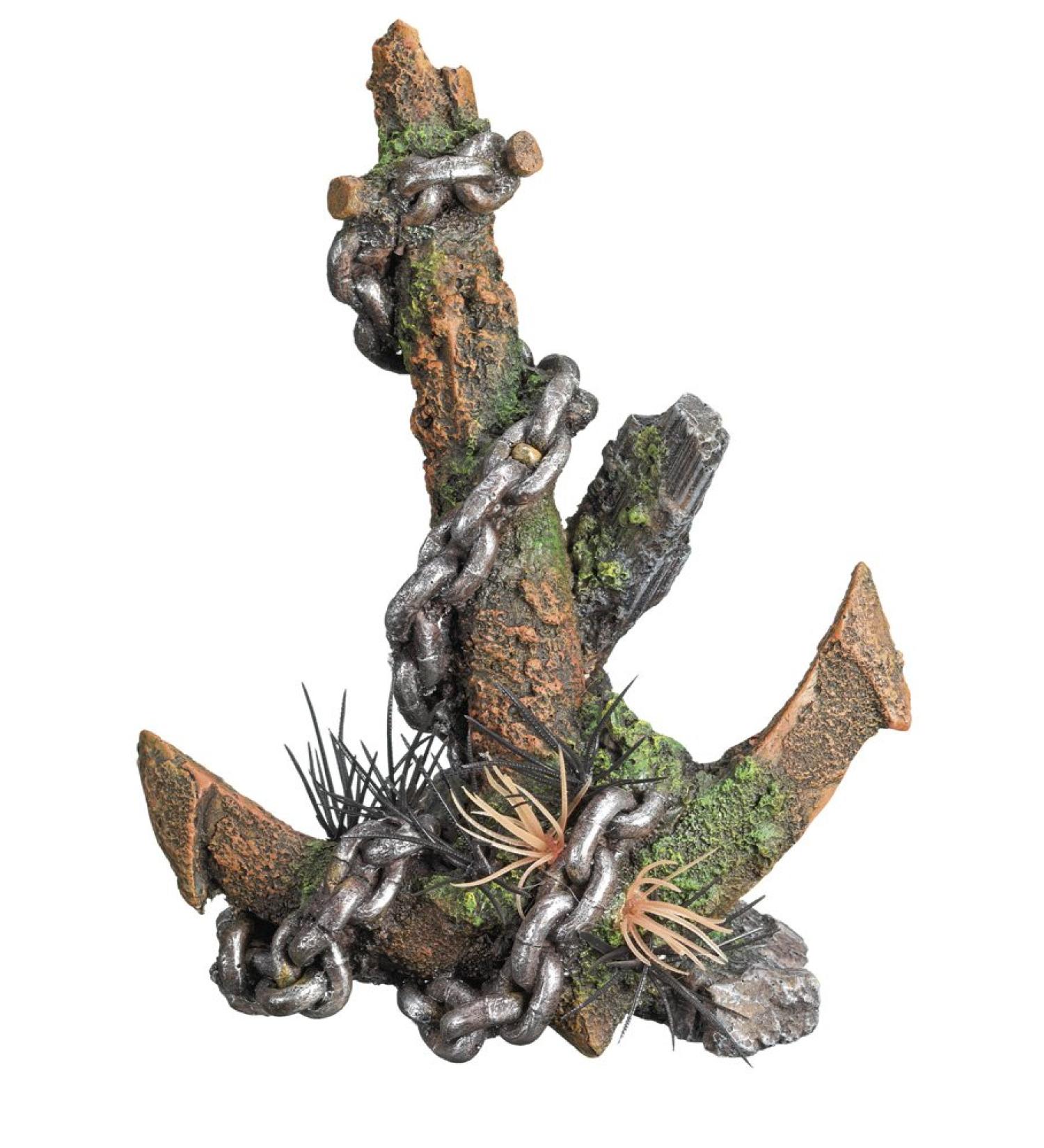 Nobby Aqua Ornaments ANCHOR WITH PLANTS 14.5 x 10.0 x 19.0 cm 1 piece