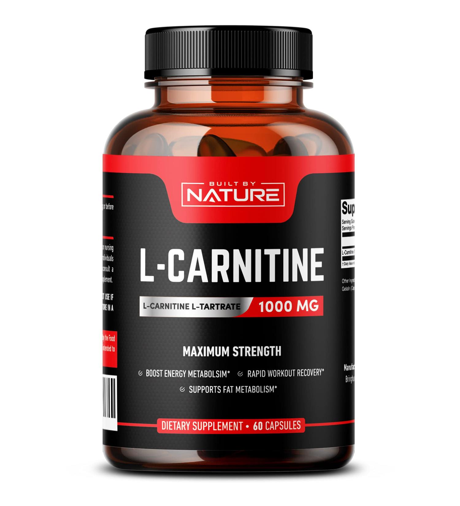 L Carnitine 1000mg Capsules - Extra Strength L-Carnitine L-Tartrate Supplement for Energy & Endurance - Workout Recovery Booster - 60 Capsules - Buy Online on GoSupps.com