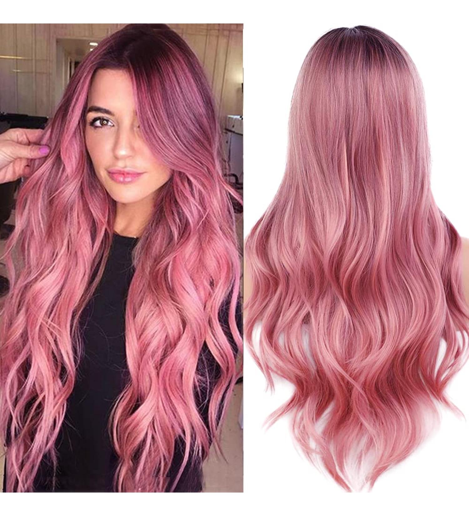 Porsmeer Pink Lure Curls Wig for Women & Girls | Natural Ombre Synthetic Hair for Everyday Cosplay & Party - Buy Online on GoSupps.com