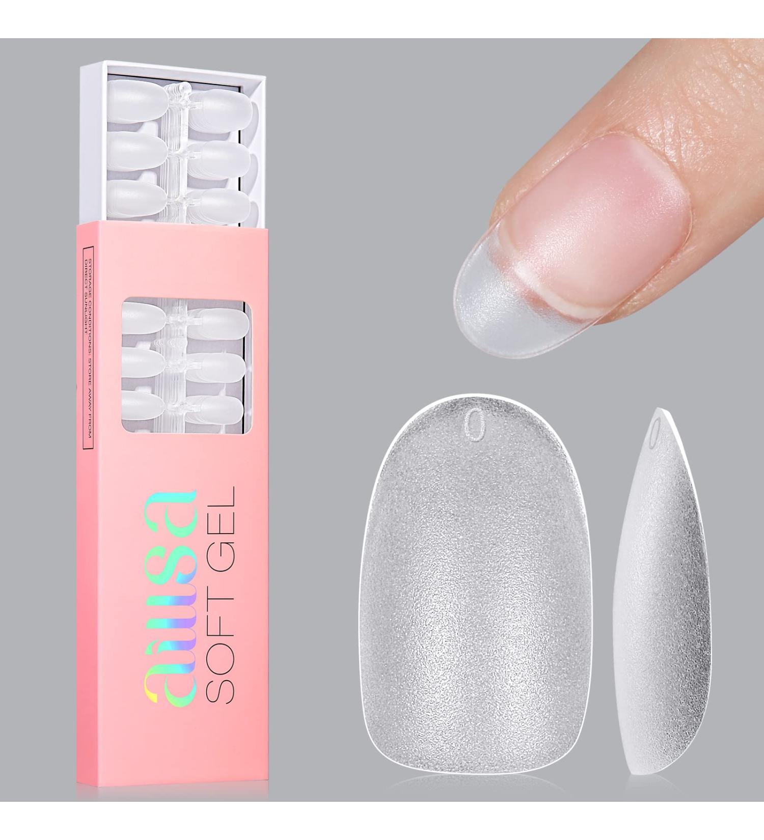 AILLSA Semi-Oval Nail Tips - 240 Pcs, Matte Soft Gel Pre-shaped Full Cover Acrylic Clear Fake Nails for Soak Off Extension - Short Oval 15 Sizes - Buy Online on GoSupps.com