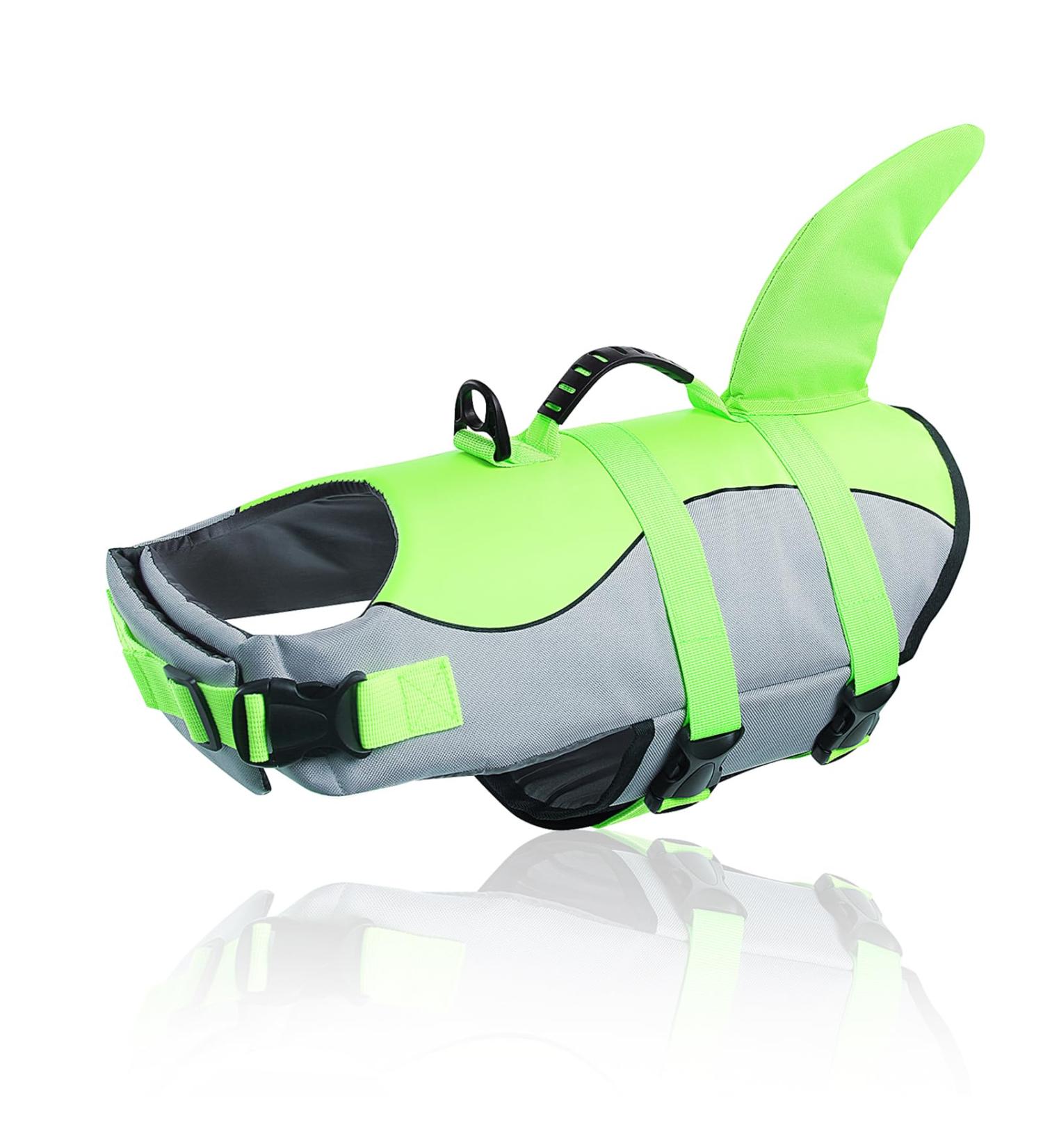 Cit toile Life Jacket for Dogs - Shark Design Safe & Lightweight Water Sports Vest with Handle & Reflective Features | Green XL for Small Medium & Large Dogs - Buy Online on GoSupps.com