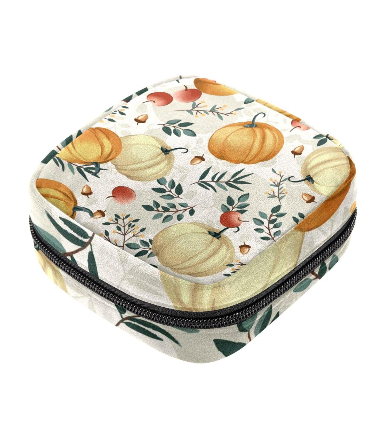 Autumn Pumpkin Menstrual Cup & Sanitary Napkin Storage Bag - Large Capacity Travel Organizer in Color 4 - Buy Online on GoSupps.com