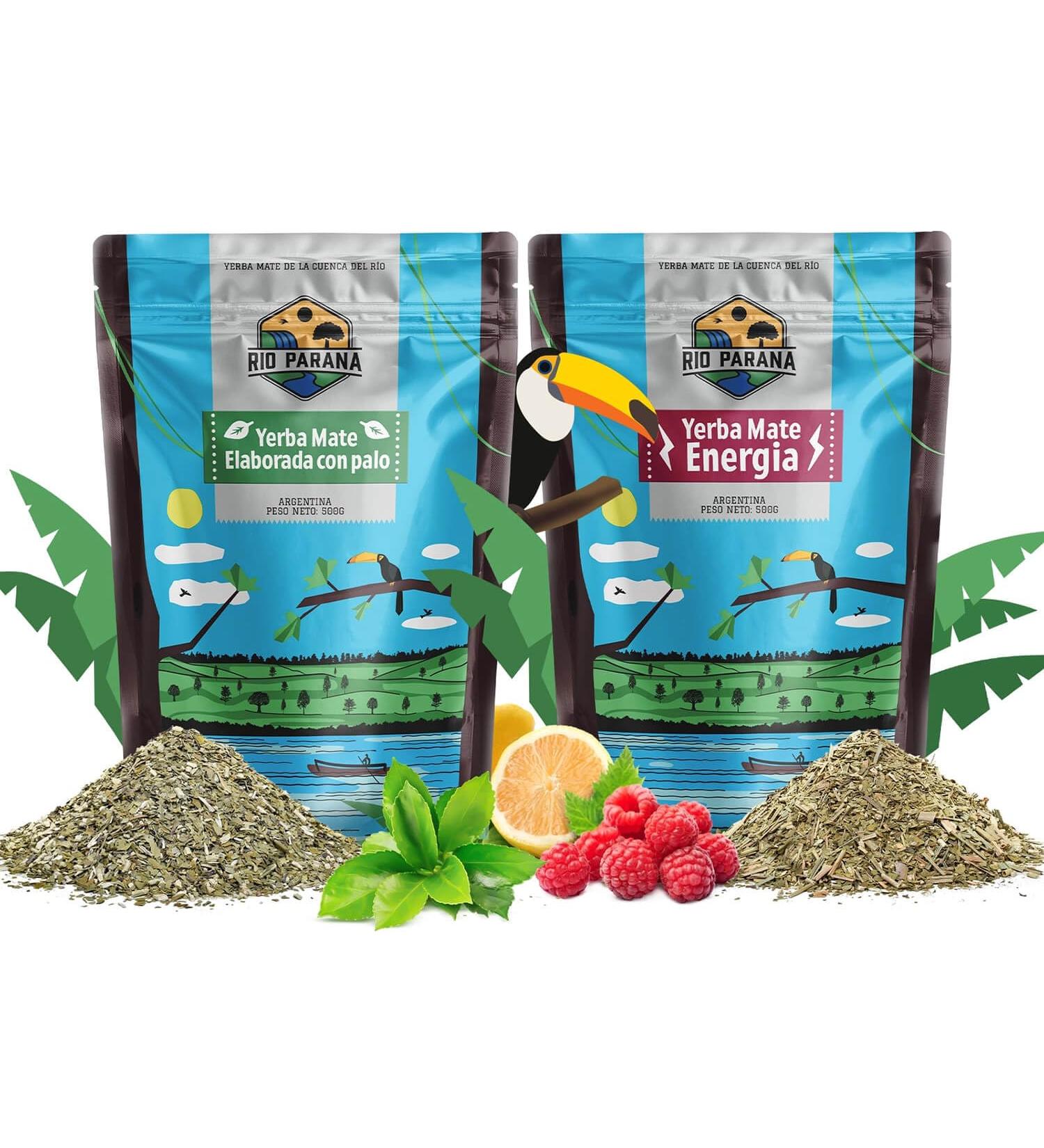 Yerba mate Rio Parana set | Deux paquets de yerba mate | Traditionnel nergie avec guarana | Yerba mate argentin | Yerba mate th | Caf ine naturelle | 2x500g | 1kg - Buy Online on GoSupps.com