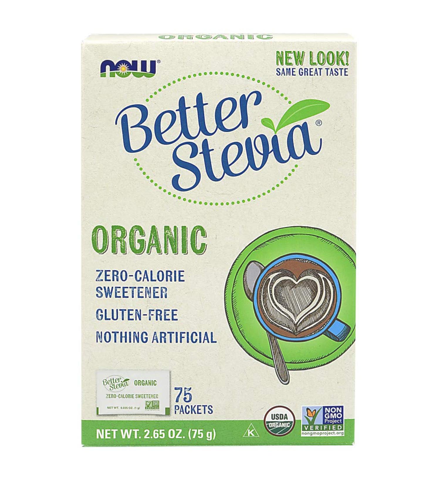 Now Foods Organic Better Stevia Sweetener - Zero-Calorie, 75 Packets (2.65 oz) - Buy Online on GoSupps.com