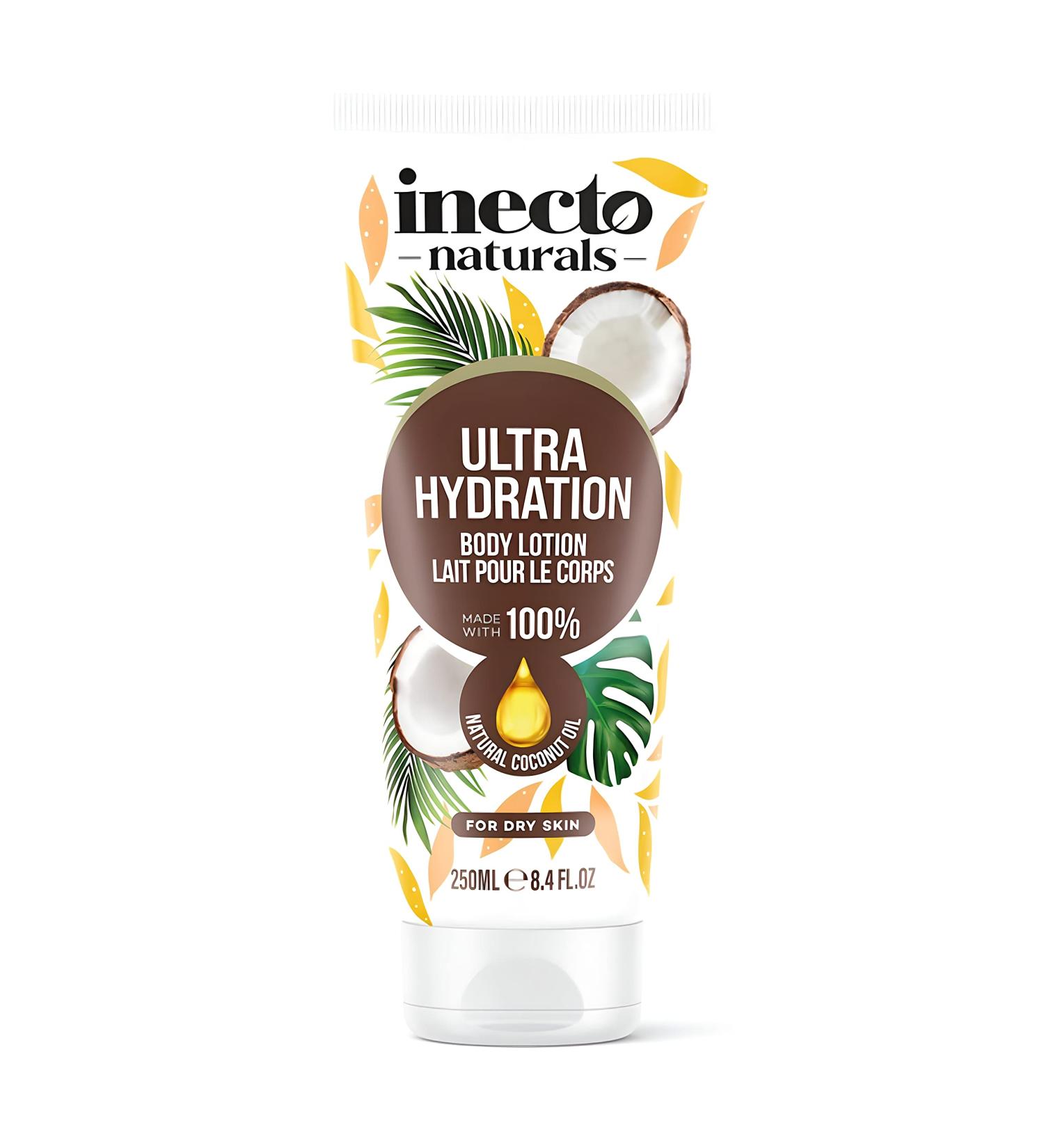 INECTO Natural Ultra Hydration Body Lotion 250ml 100% Natural Coconut Oil Made in UK Vegan Formula Ultra Hydration for Dry Skin - Buy Online on GoSupps.com