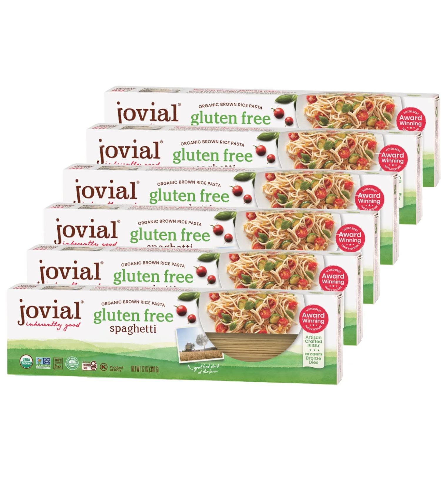 Jovial Spaghetti Gluten-Free Pasta | Whole Grain Brown Rice | Non-GMO | Lower Carb | Kosher | USDA Organic | Made in Italy | 12 oz (6 Pack) - Buy Online on GoSupps.com