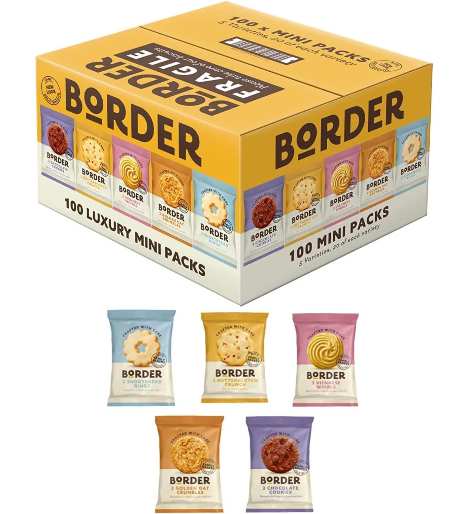 Border Biscuits Luxury Ultimate Assorted Mini Pack 100 Biscuits Wrapped 5 Varieties (1 Box) - Buy Online on GoSupps.com