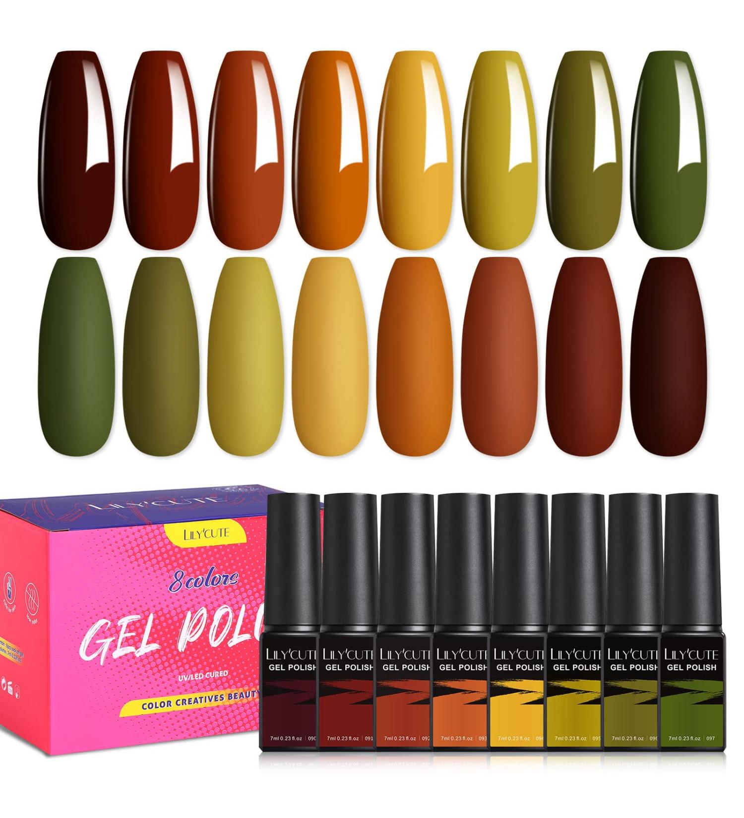 LILYCUTE Fall Winter Gel Nail Polish Set - 8 Colors Halloween & Thanksgiving Gel Polish Kit | Pumpkin Caramel Series | Soak Off LED Lamp Required | Gift for Women - Buy Online on GoSupps.com