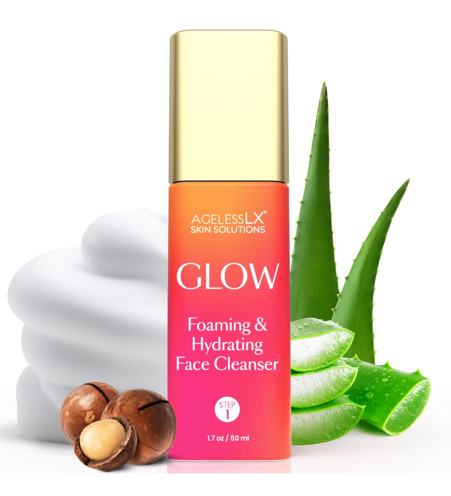 AgelessLX Milky Foaming Oil Cleanser for Face - Hydrating Cleanser for Dry Skin - Oil-to-Foam Face Wash with MacadamiaOil Squalane and Aloe Vera Deep Clean Makeup Removal - 50 mL All Skin Types - Buy Online on GoSupps.com
