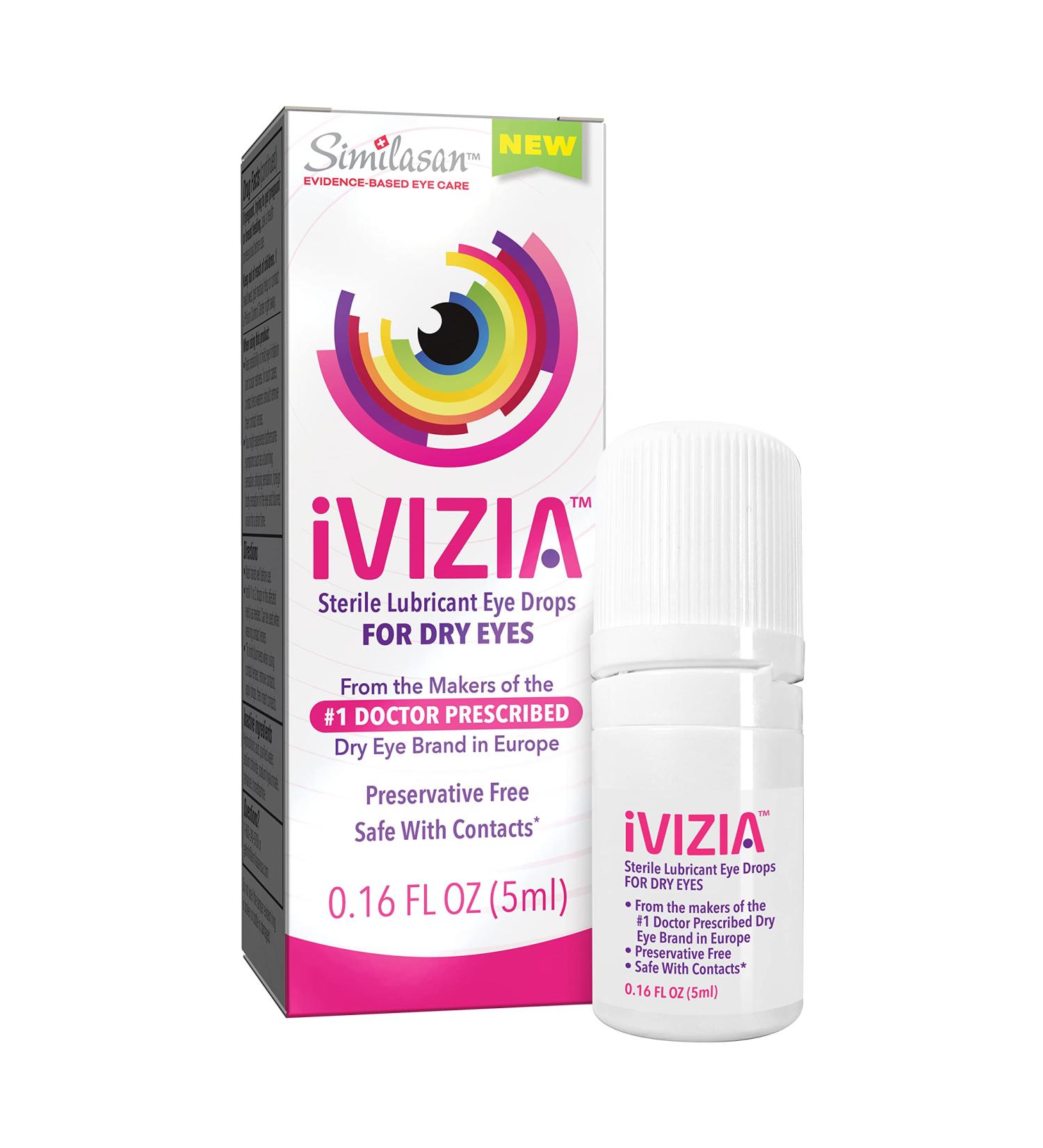 iVIZIA Sterile Lubricant Eye Drops Preservative-Free Moisturizing Dry Eye Relief Contact Lens Friendly - 0.16 fl oz - Buy Online on GoSupps.com