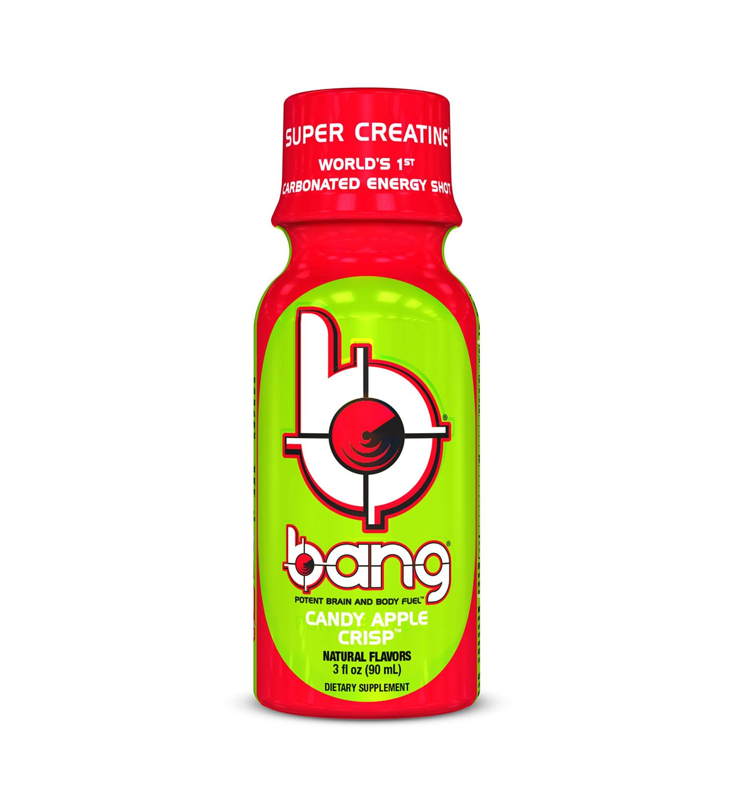 Bang Energy Shots Candy Apple Crisp 3 Fl Oz (Pack of 12) | Carbonated Energy Shot with Super Creatine - Buy Online on GoSupps.com