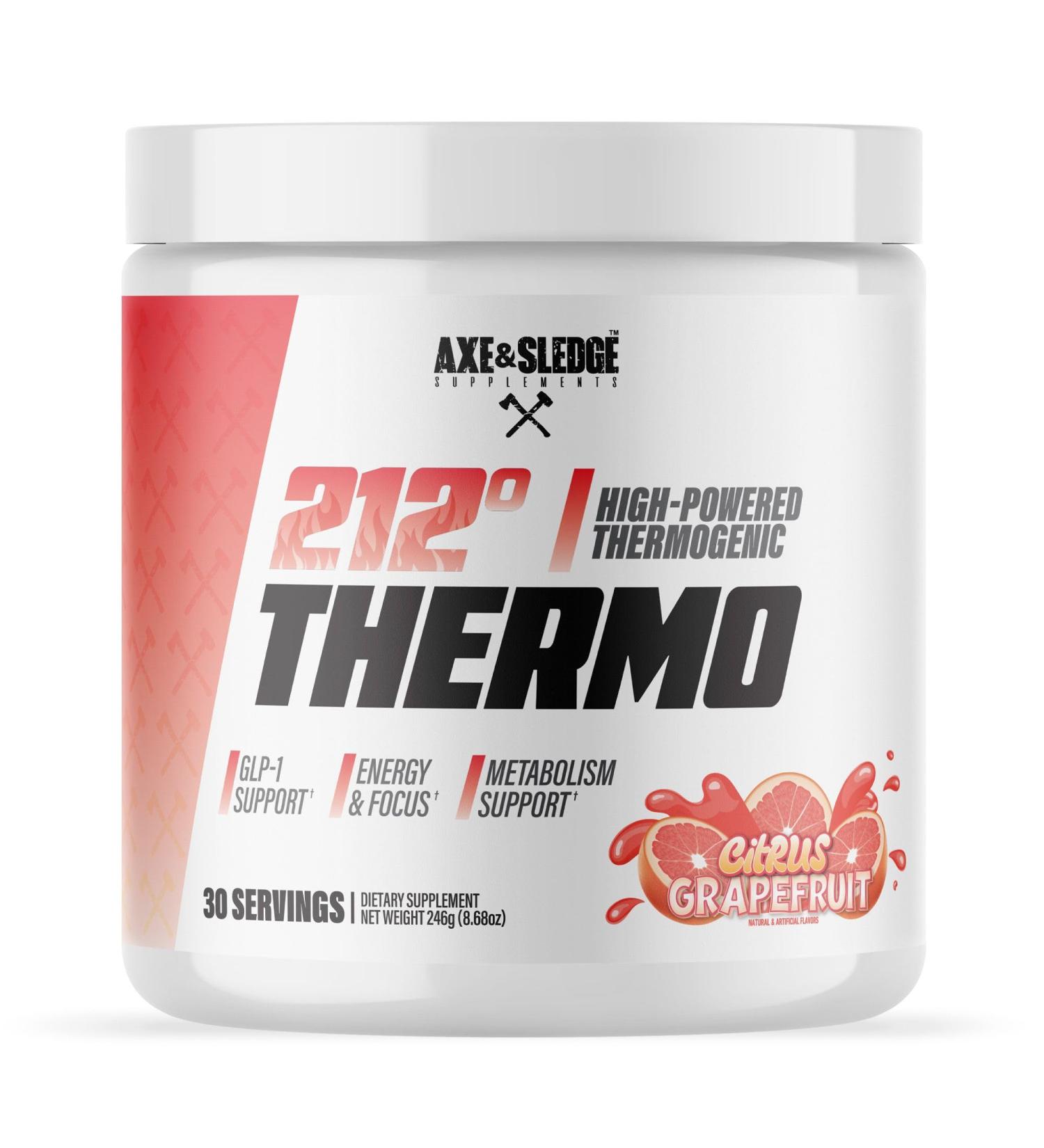 Axe & Sledge 212 Thermo Weight Management Powder | 200mg Caffeine | Energy Focus & Appetite Control | Advanced Metabolism Booster | Men & Women | 30 Servings Citrus Grapefruit Citrus Grapefruit 8.68 Ounce (Pack of 1)