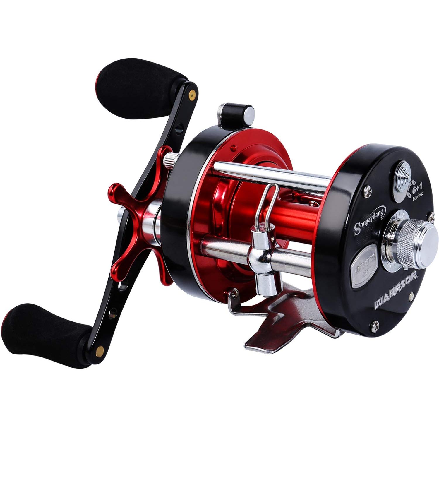 Sougayilang Fishing Reels Round Baitcasting Reel - Conventional Reel - Reinforced Metal Body and Supreme Star Drag Right Hand-Red-Black Warrior6000 - Buy Online on GoSupps.com