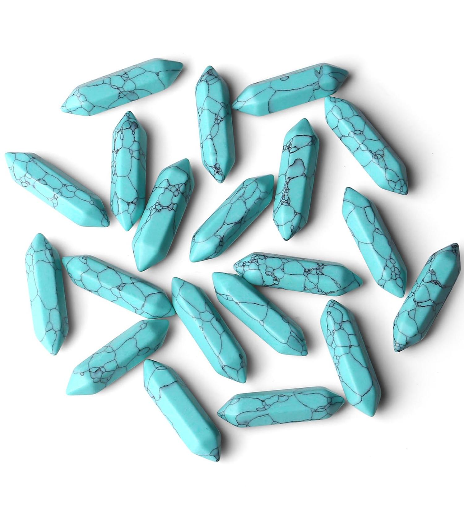 Xiannvxi 20-Piece Natural Healing Crystals Set - Green Turquoise Polished Drum Stones Reiki Magic Wands Witchcraft Gift | International Shipping - Buy Online on GoSupps.com
