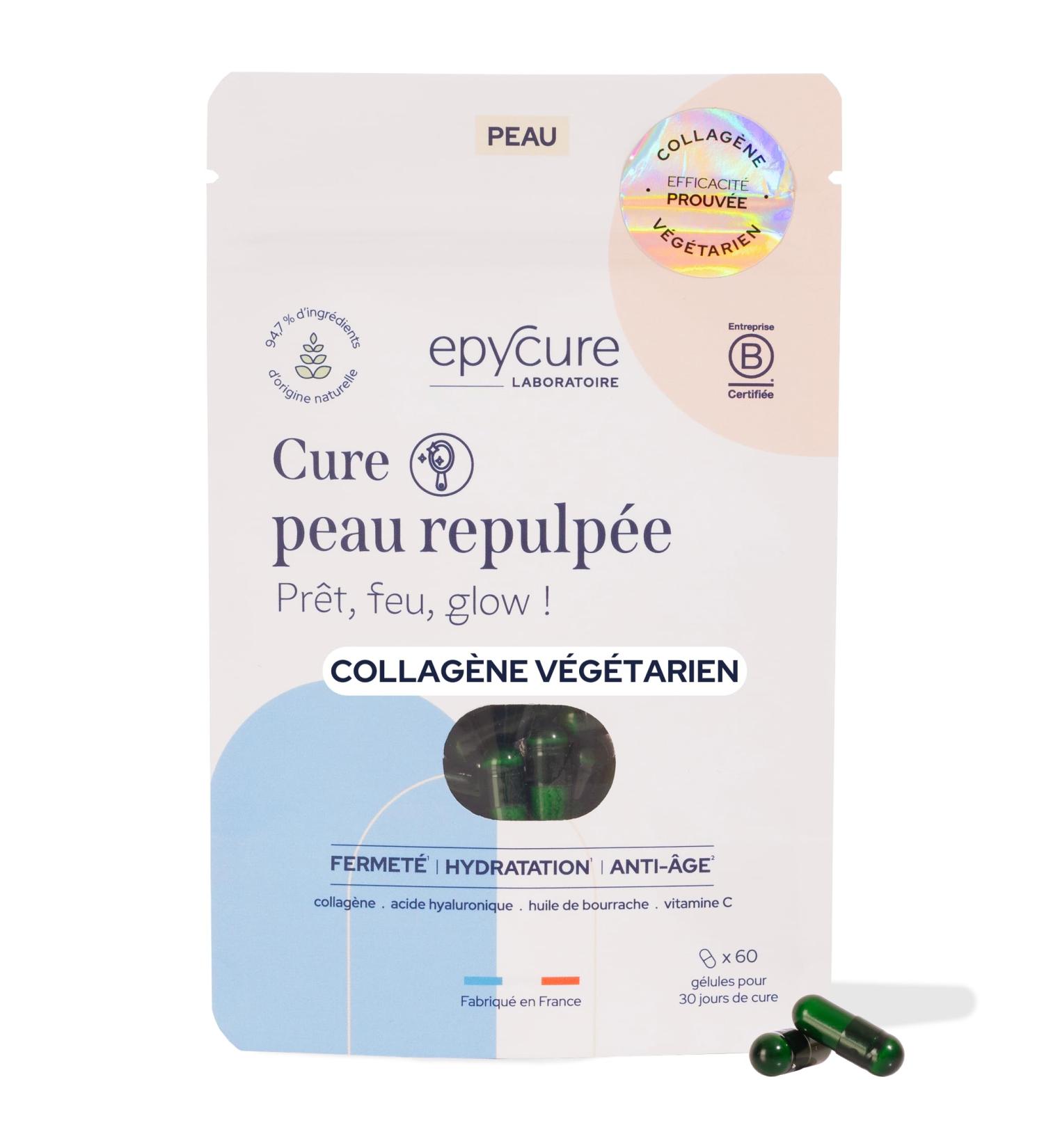 EPYCURE - Plumped Skin Treatment - Prevents Wrinkles Improves Firmness & Elasticity Anti-Wrinkle - 94% Natural - Vegetable Collagen Hyaluronic Acid Elastin - 1 Month - Vegan - Made in France - Buy Online on GoSupps.com