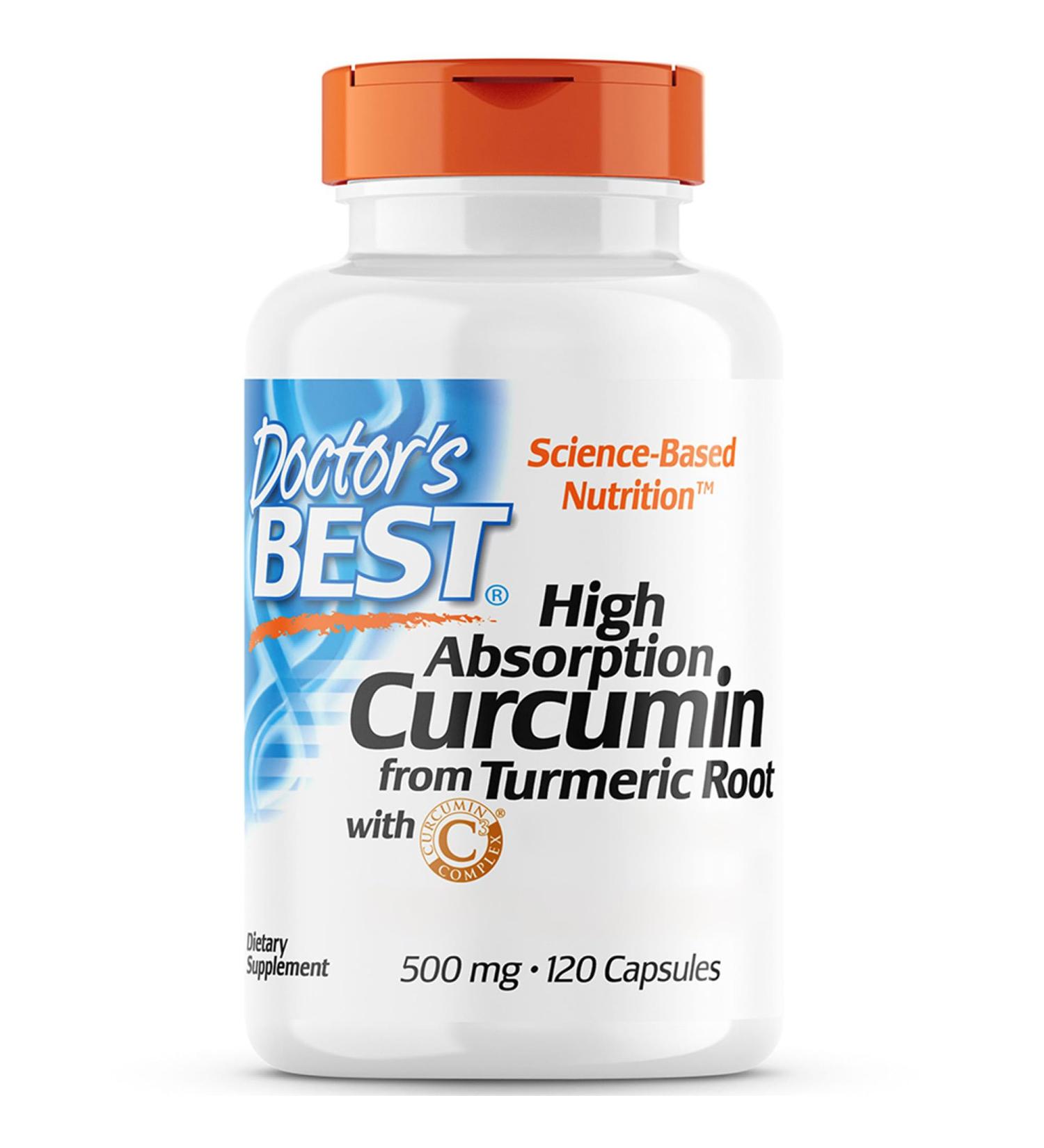 Doctor's Best High Absorption Curcumin 500mg 120 Capsules | Gluten-Free, Non-GMO, Lab-Tested Turmeric Supplement - Buy Online on GoSupps.com