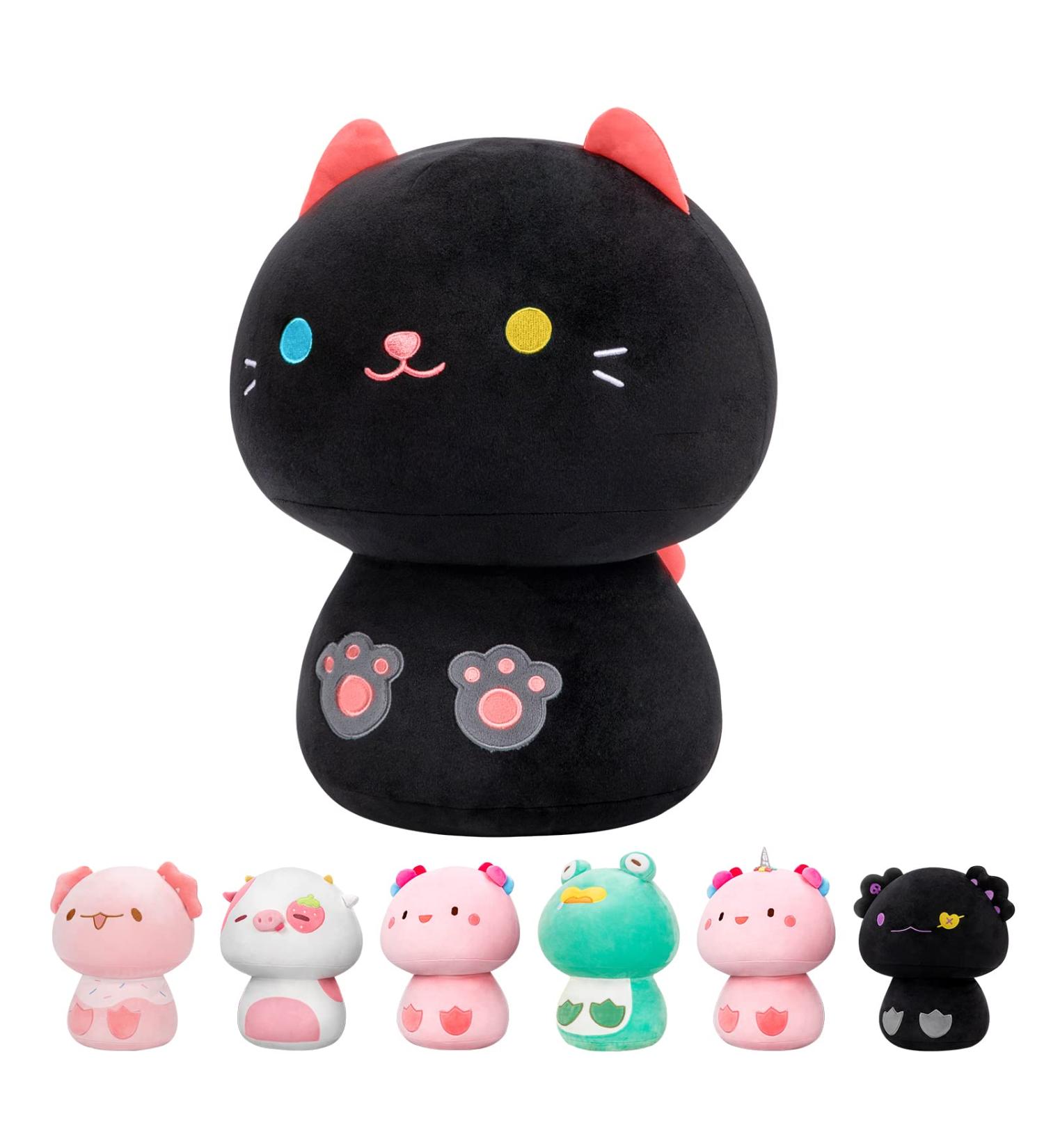 Mewaii 8 Soft Cat Mushroom Plushie Stuffed Animal Pillow Toy - Black Cat 8 Inch - Buy Online on GoSupps.com
