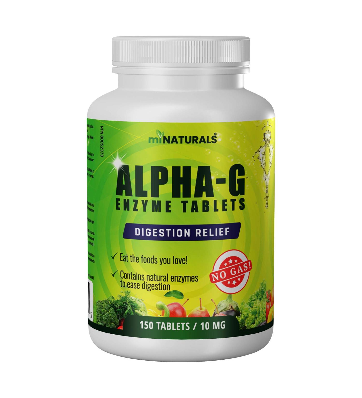 miNATURALS Gas Relief Tablets Super Digestive Enzyme Supplement for Men Women Alpha-G Natural anti bloating tablets for stomach 150 Tablets 150 Count (Pack of 1) - Buy Online on GoSupps.com