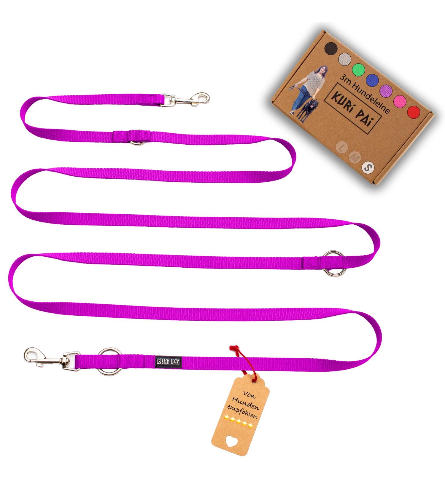 Kuri Pai 3m Dog Leash for Small Dogs | Comfortable & Sustainable Bamboo Material | Purple Rehabilitation Leash (280cm x 1.5cm) - Buy Online on GoSupps.com