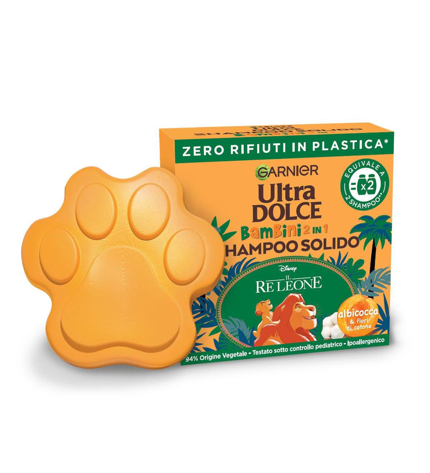 Garnier Garnier Ultra Gentle 2 in 1 Solid Shampoo for Children Apricot and Cotton Flowers Lion King 100% Plastic Free Packaging 60g