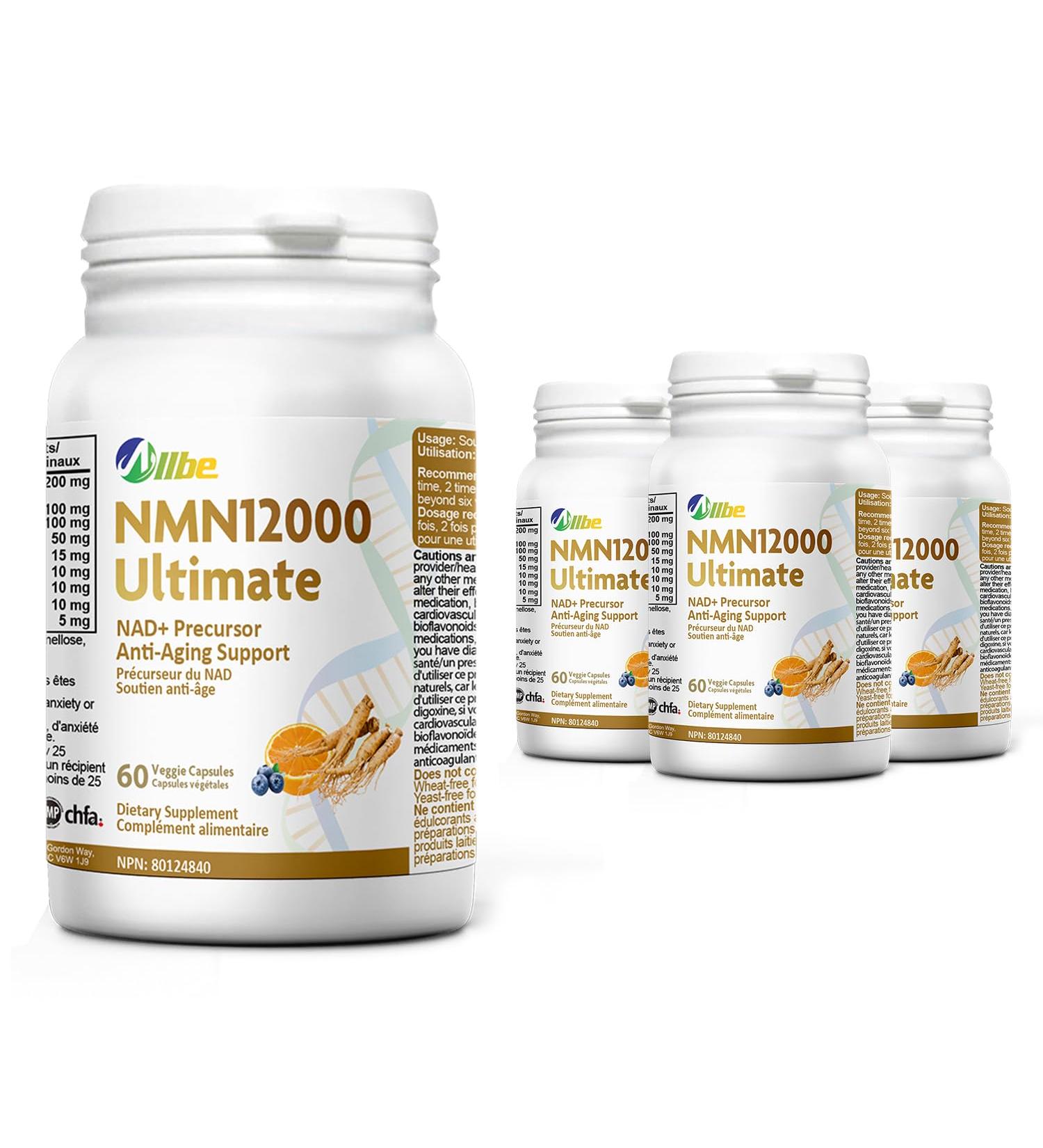 200mg Ultra High Purity NMN 99.5% Highly Purified and Highly Bioavailable with Trans-Resveratrol & CO Q10 for NAD+ Boost NMN Nicotinamide Mononucleotide Supplement Canada 4 x 60 Count 60 count (Pack of 4) - Buy Online on GoSupps.com
