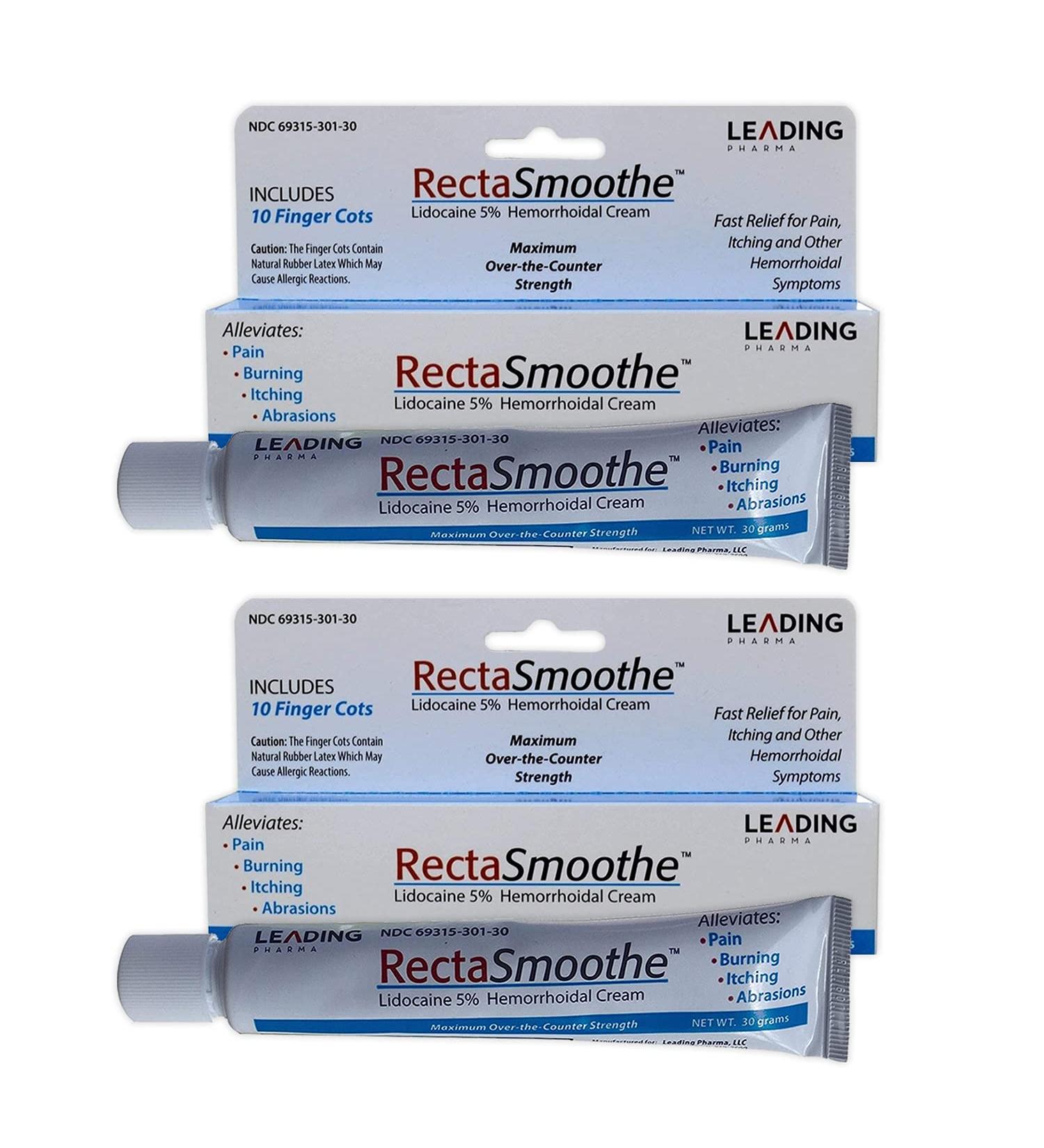 Lidocaine 5% Hemorrhoid Treatment by RectaSmoothe | Fast Pain Relief for Anorectal Disorders | 2-Pack - Buy Online on GoSupps.com