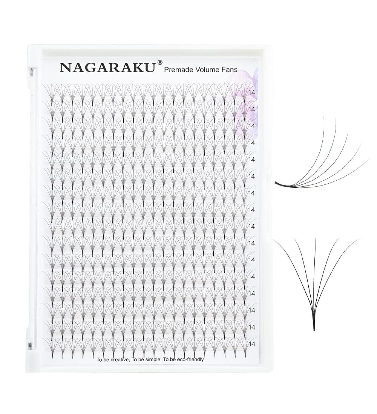 Nagaraku 5D 0.07mm D Curl Eyelash Extensions - 320pcs Premade Fans 14mm Length Narrow Stem 16 Rows - International Shipping - Buy Online on GoSupps.com
