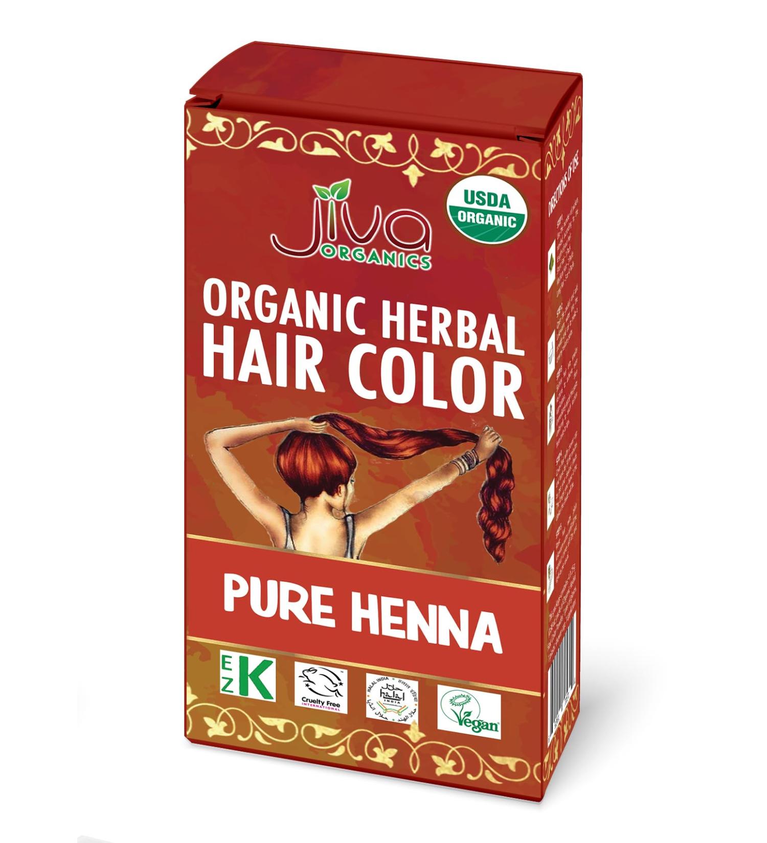 Jiva Organic Henna Powder for Hair - 100% Pure Certified Organic Hair Colorant - No Chemicals Vegan Cruelty-Free Shipping Worldwide - Buy Online on GoSupps.com