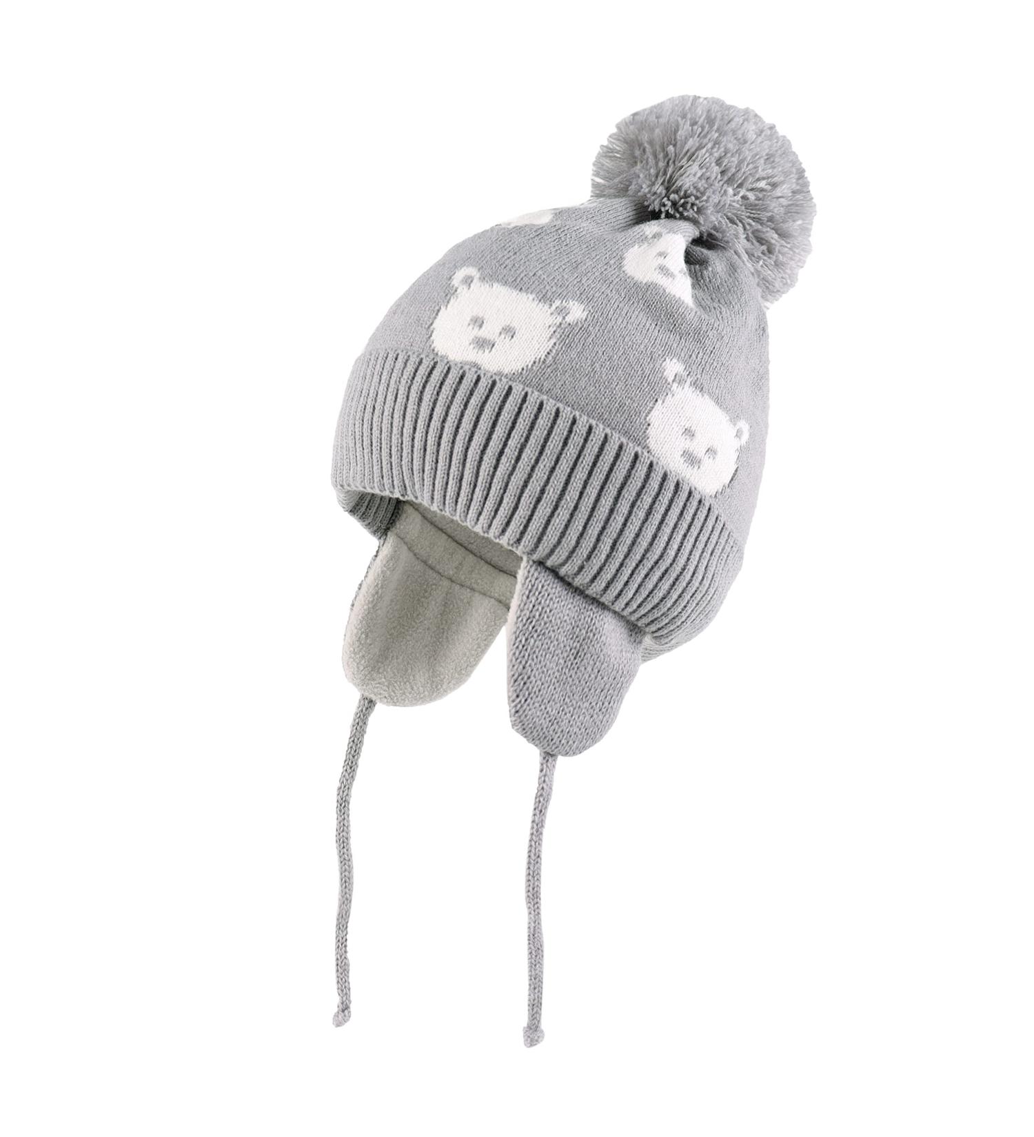 LANGZHEN Toddler Winter Hat Earflap Knit Cap for Baby Boys Girls 1-2 Years - Light Grey - Buy Online on GoSupps.com