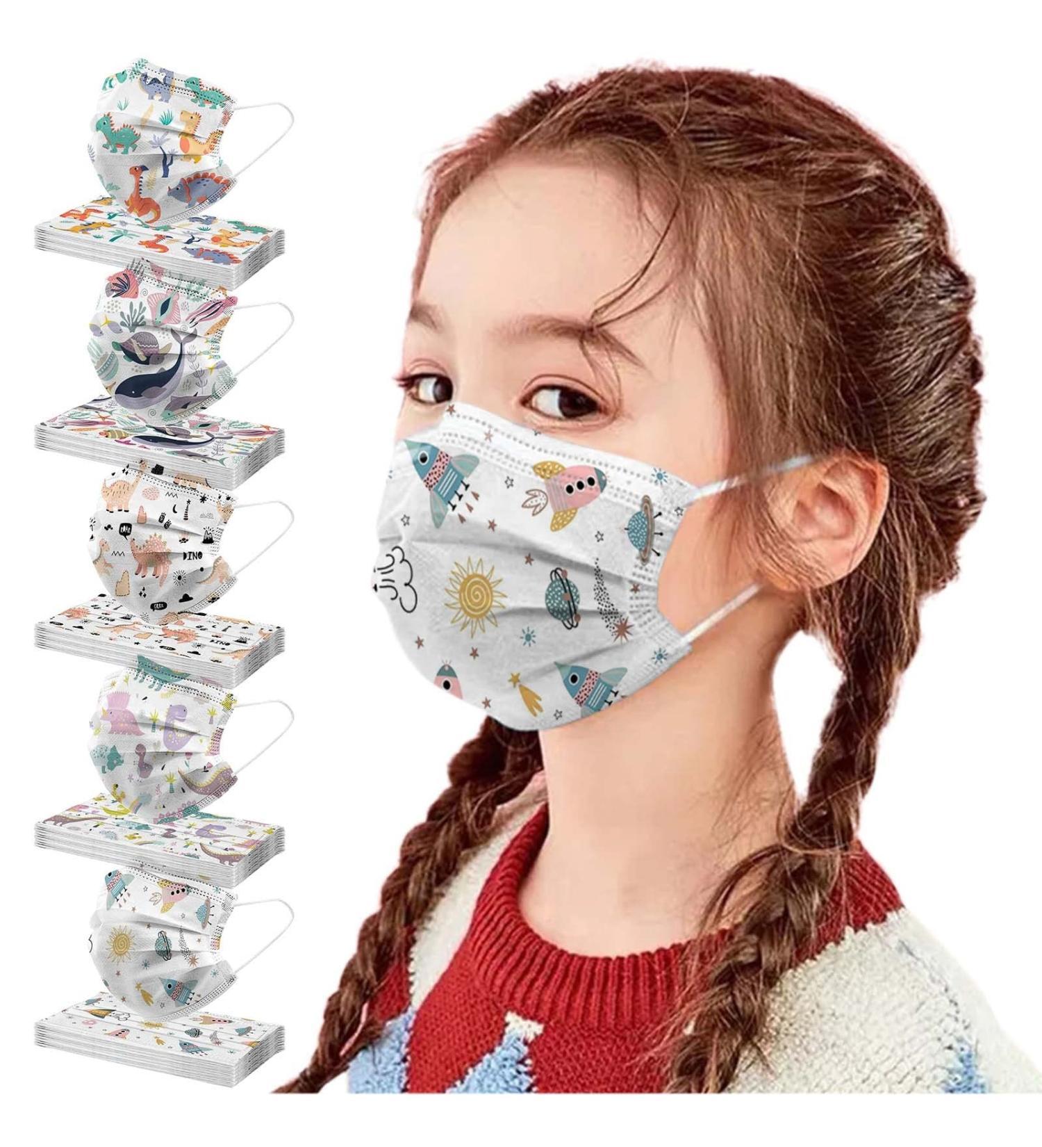Buy SDFRK 50 Pack Colorful 3-Layer Disposable Children s Masks - Mouth & Nose Protection - Fun Bunting Print - Buy Online on GoSupps.com
