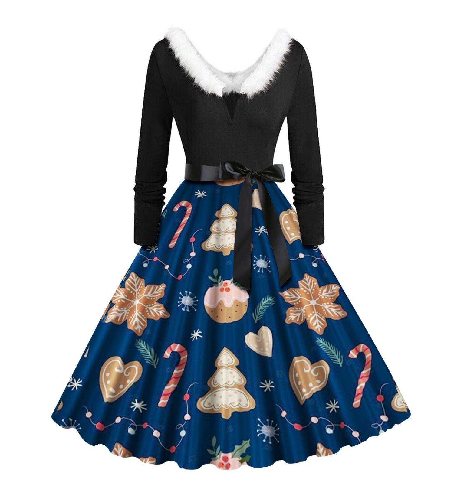 Shop Dark Blue Christmas Dress for Women - Slim Fit Mini & Sweatshirt Styles with Moose & Snowflake Prints - Buy Online on GoSupps.com