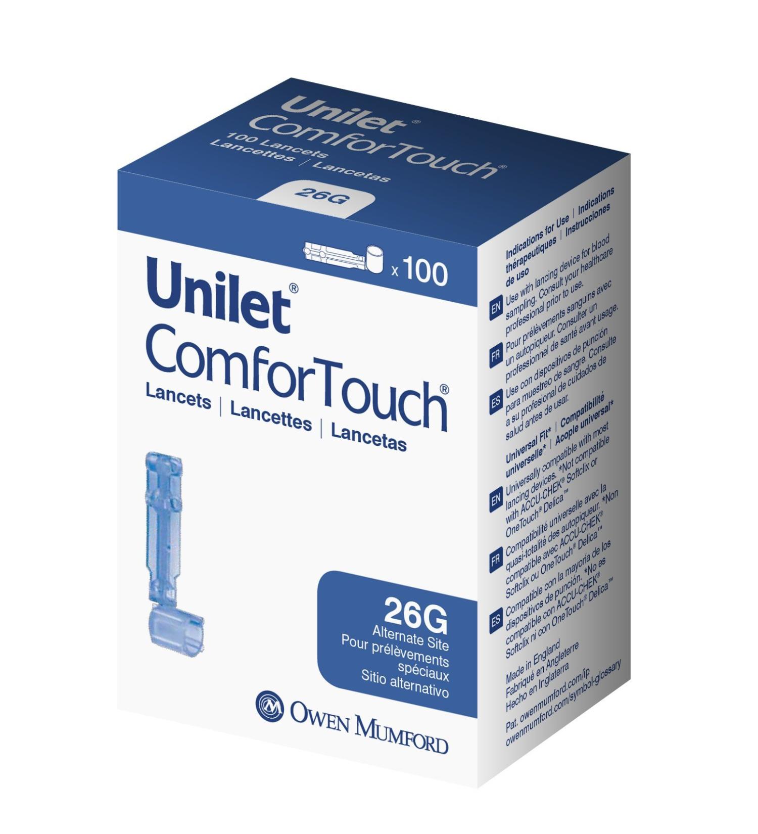 UNILET ComforTouch 26G Lancets 100ct - Alternate Site Testing, 100 Count - Buy Online on GoSupps.com
