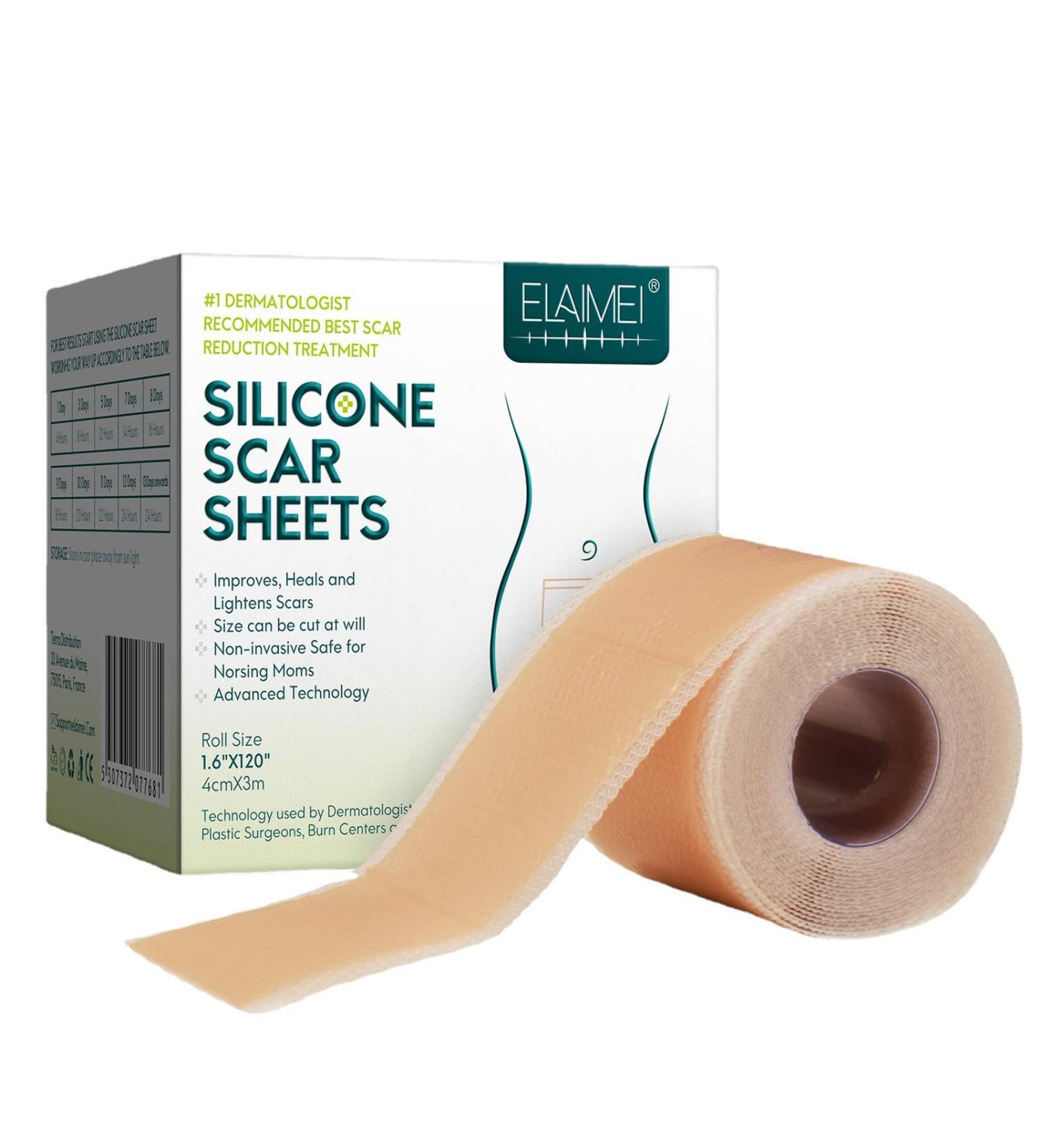 Meinuo Silicone Scar Sheets - Roll Scar Tape for Safe & Painless Scar Removal - 1.6 x 120 - Ideal for Body, Burn, C-Section, Keloid, Acne, Surgery - Buy Online on GoSupps.com