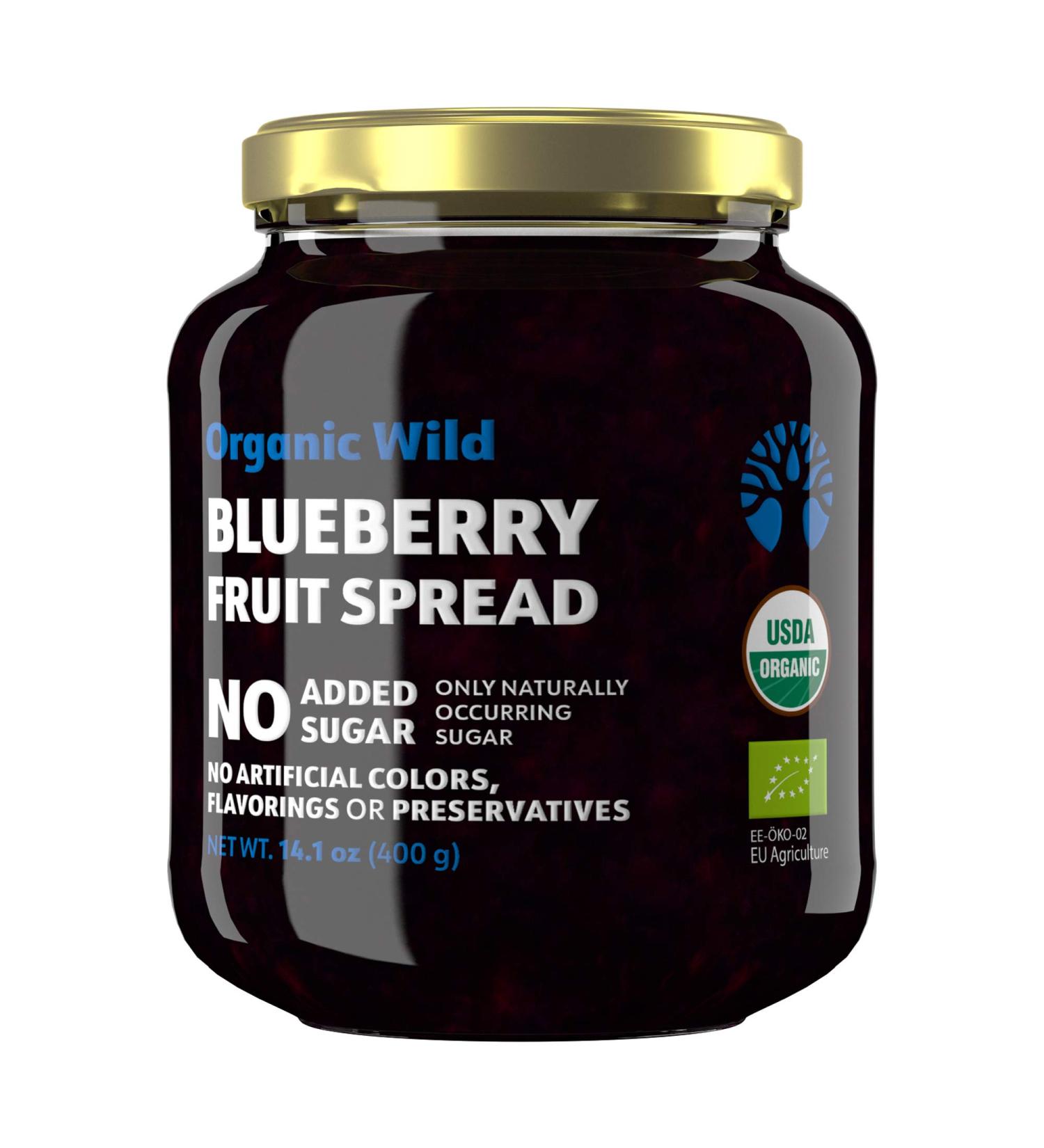 LOOV Organic Wild Blueberry Jam 14.1oz - Vegan Fruit Spread with Whole Nordic Forest Berries - No Added Sugar - Buy Online on GoSupps.com