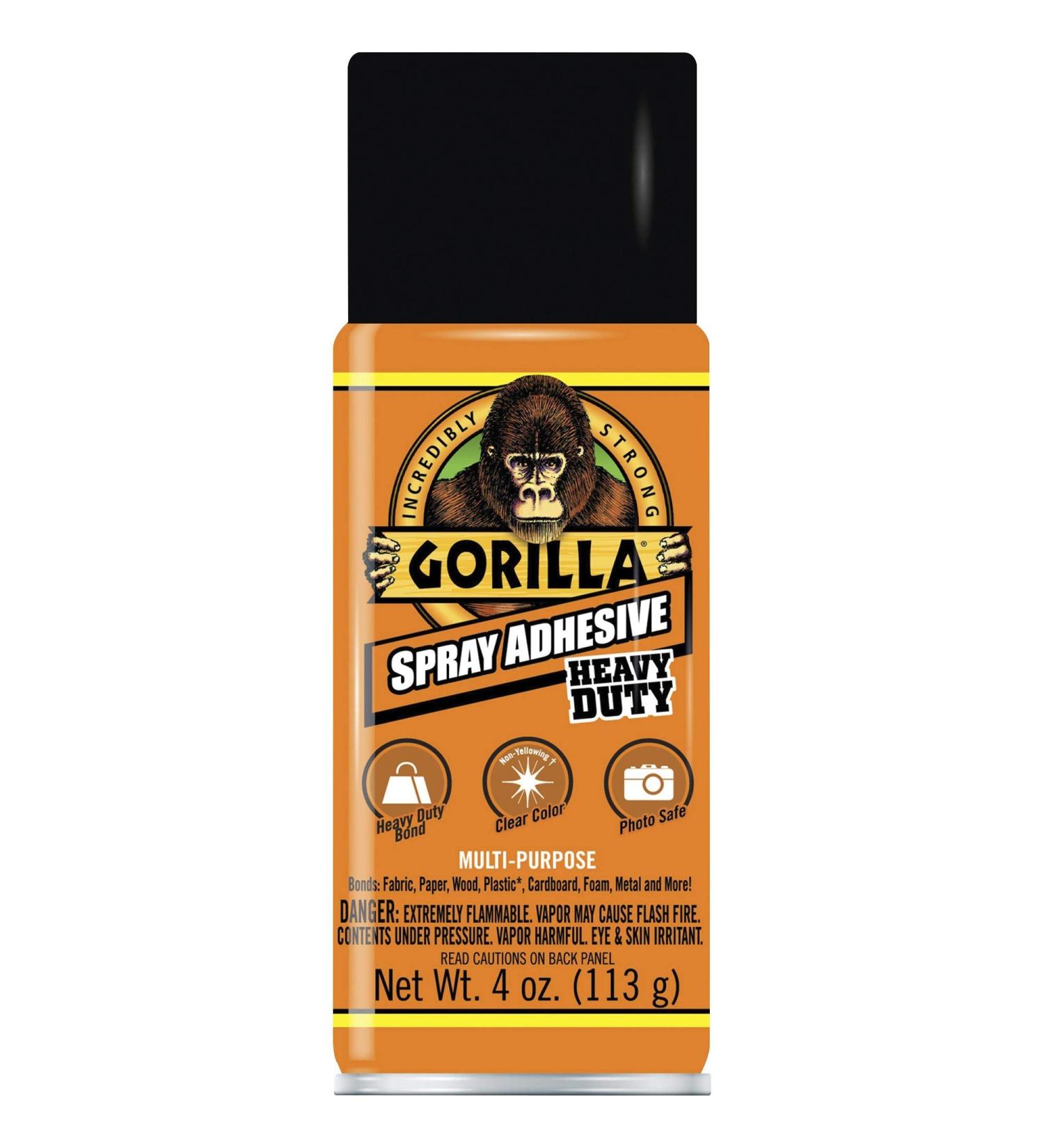 Gorilla Heavy Duty Spray Adhesive 4oz Clear - Multipurpose & Repositionable | Pack of 1 - Buy Online on GoSupps.com